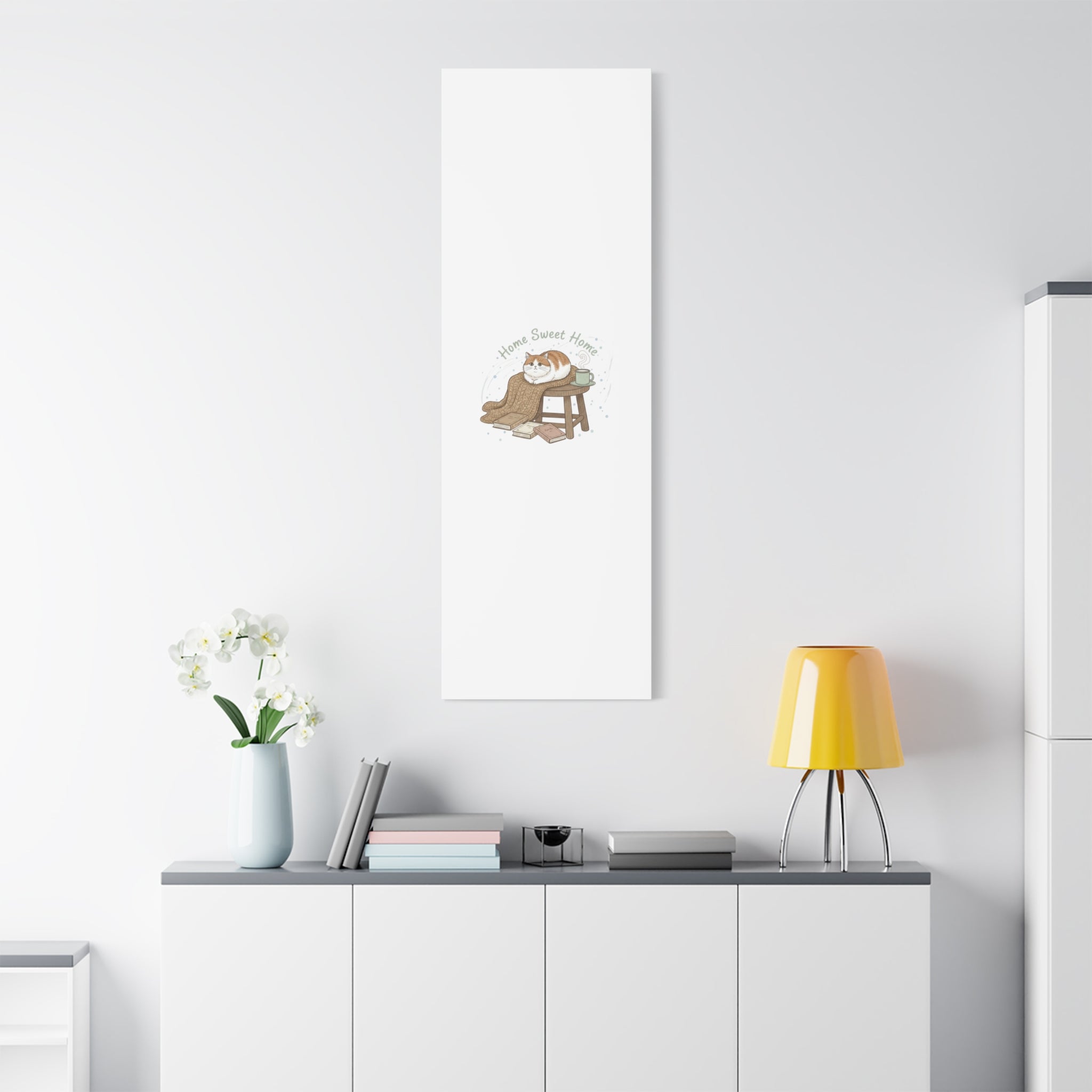 Home Sweet Home cat print Canvas | introvert homebody decor, cozy winter wall art
