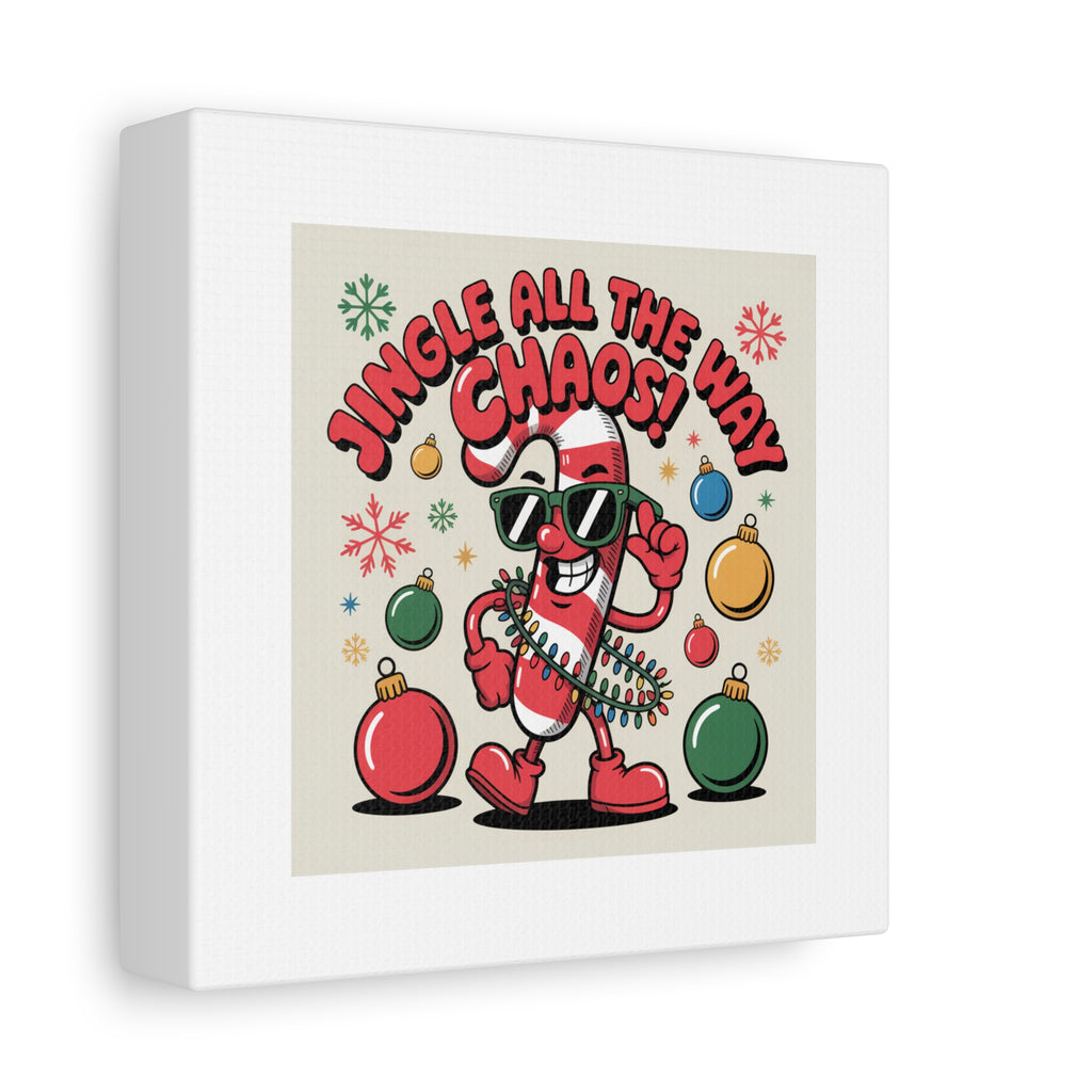 Jingle All The Way Chaos Candy Cane Canvas | ugly Christmas sweater, festive gag sweater