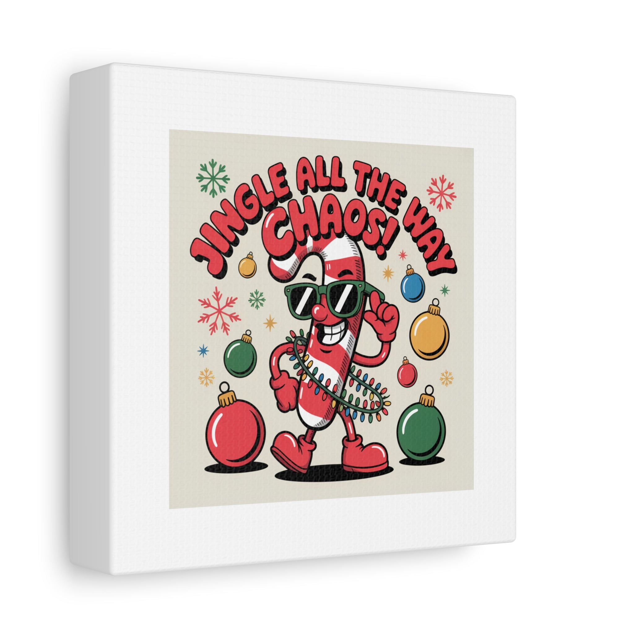 Jingle All The Way Chaos Candy Cane Canvas | ugly Christmas sweater, festive gag sweater