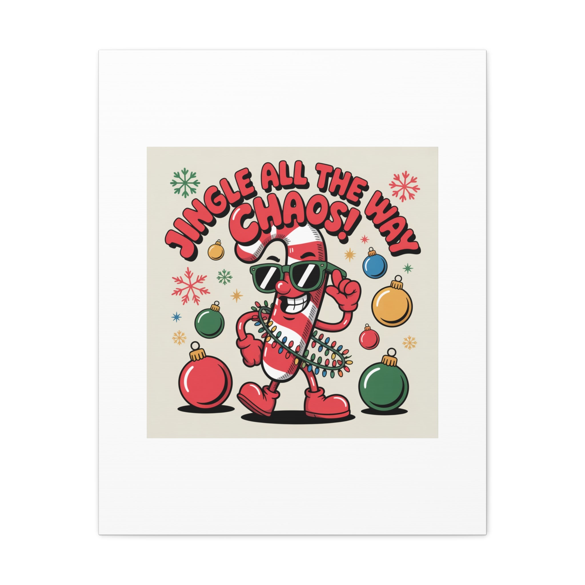 Jingle All The Way Chaos Candy Cane Canvas | ugly Christmas sweater, festive gag sweater