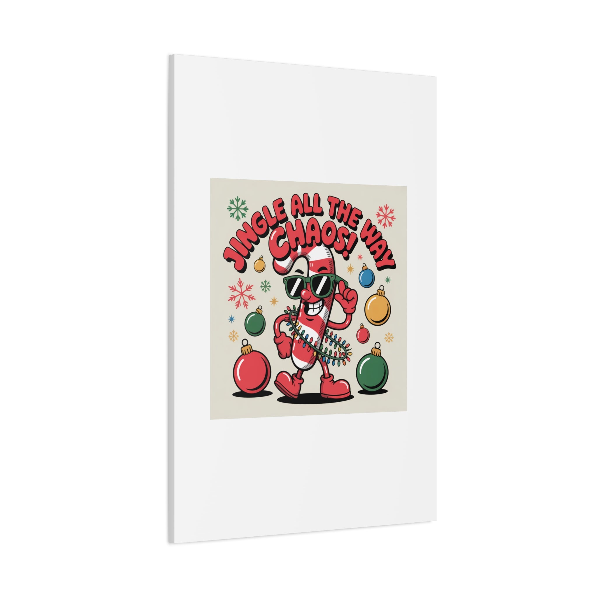 Jingle All The Way Chaos Candy Cane Canvas | ugly Christmas sweater, festive gag sweater