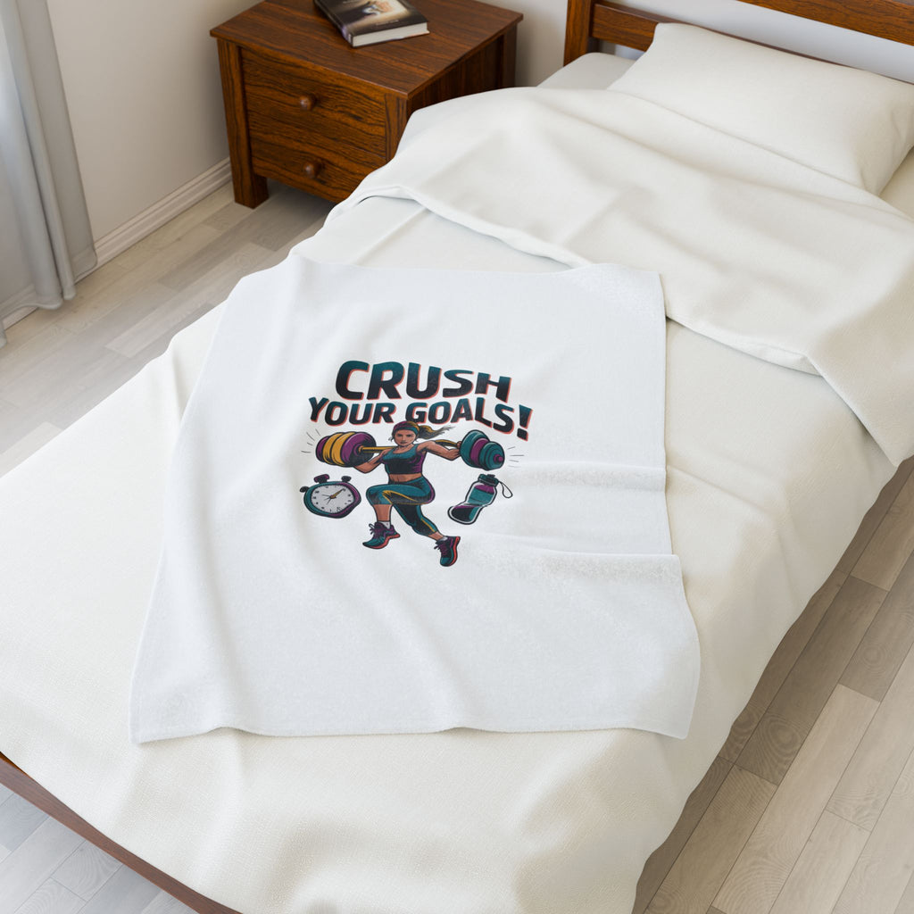 Crush Your Goals Plush Blanket | New Year Workout Motivation, Fitness Habit Tracker