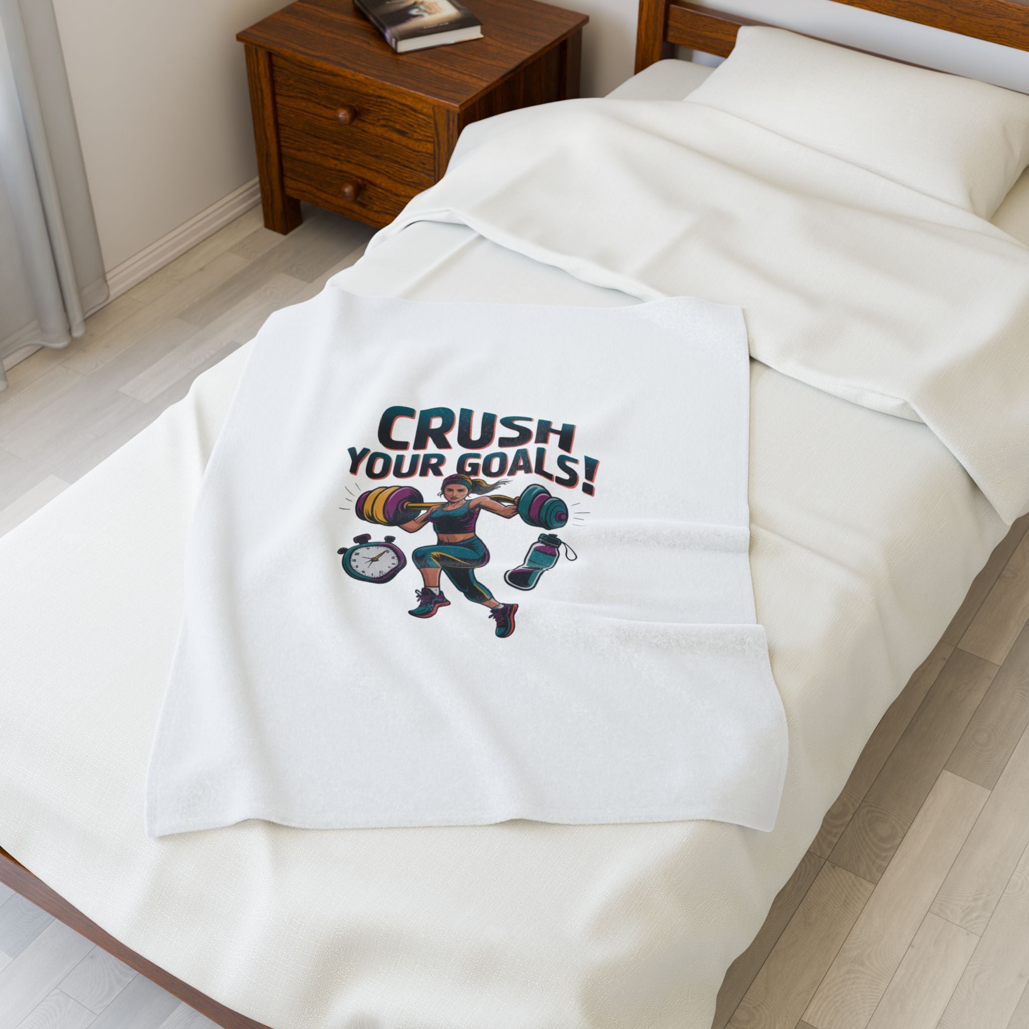 Crush Your Goals Plush Blanket | New Year Workout Motivation, Fitness Habit Tracker