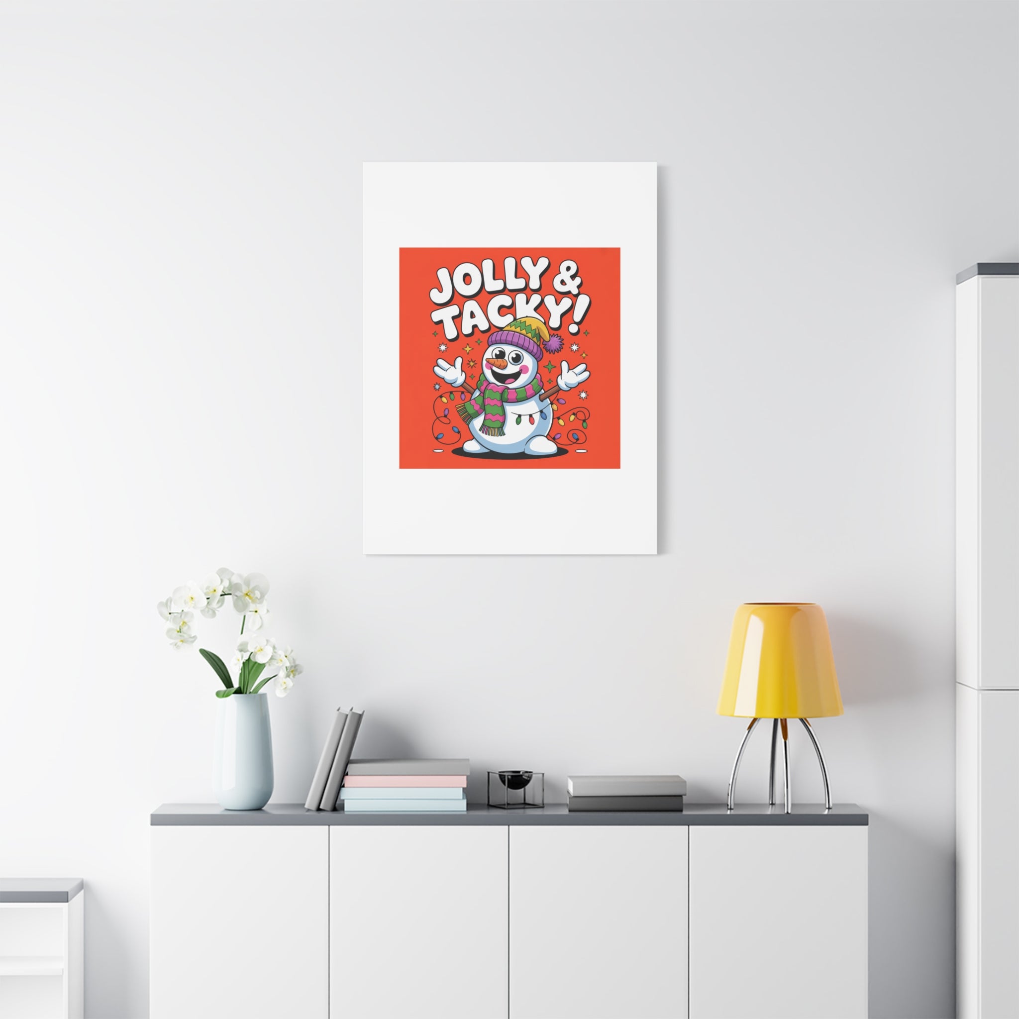 Jolly & Tacky Snowman Matte Canvas | ugly Christmas sweater novelty, festive gag