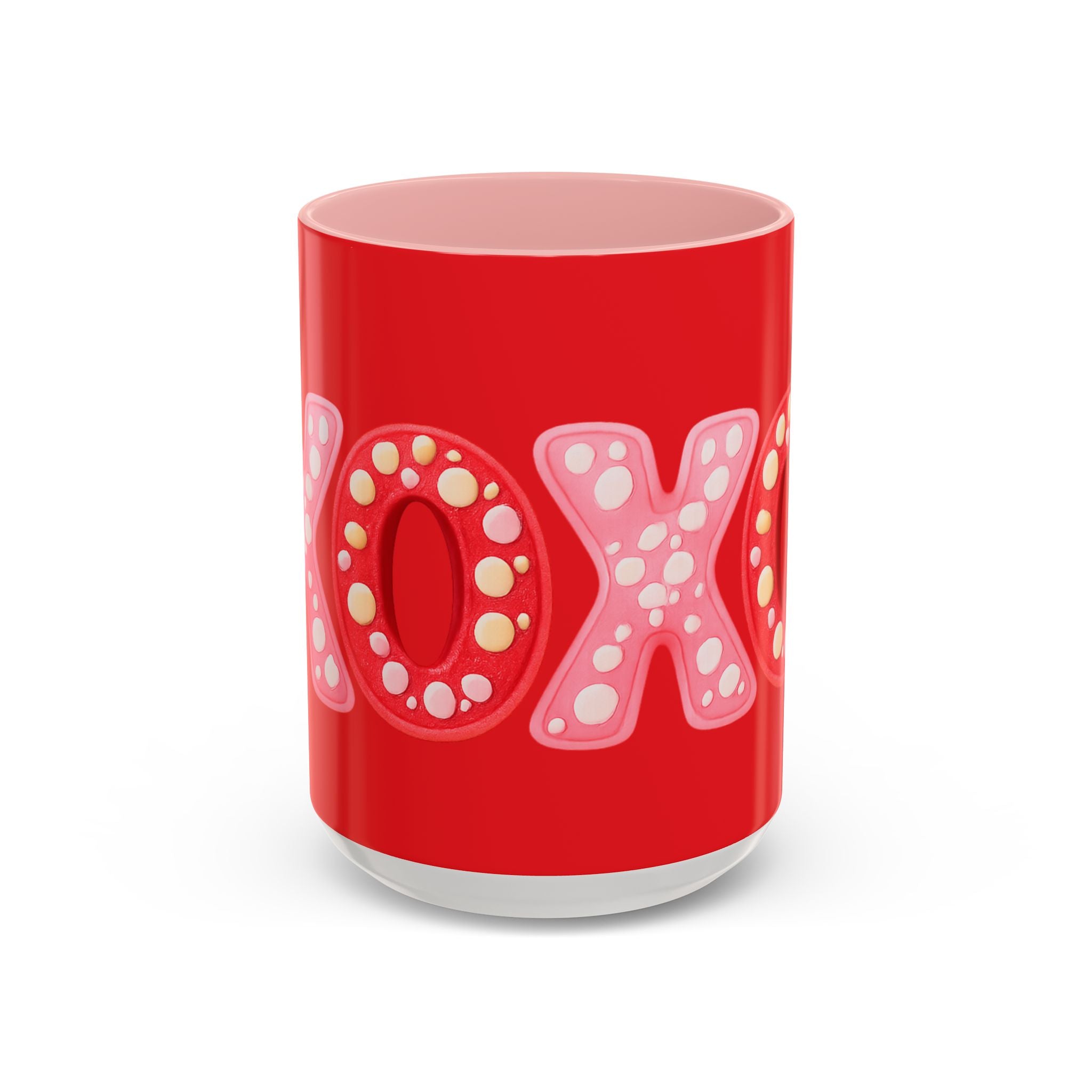 XO Valentine Coffee Mug — Red Accent Romantic Ceramic Mug