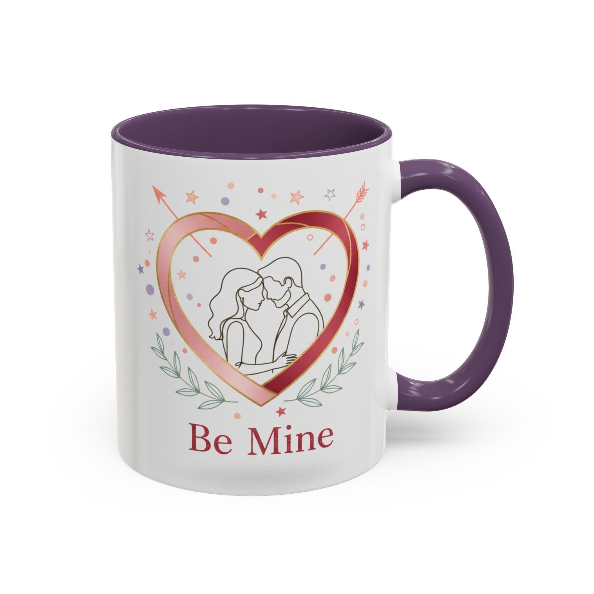 Be Mine Heart Couple Accent Coffee Mug — Romantic Valentine’s Gift (11/15oz)