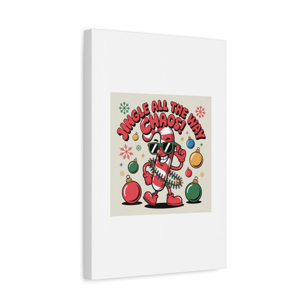 Jingle All The Way Chaos Candy Cane Canvas | ugly Christmas sweater, festive gag sweater