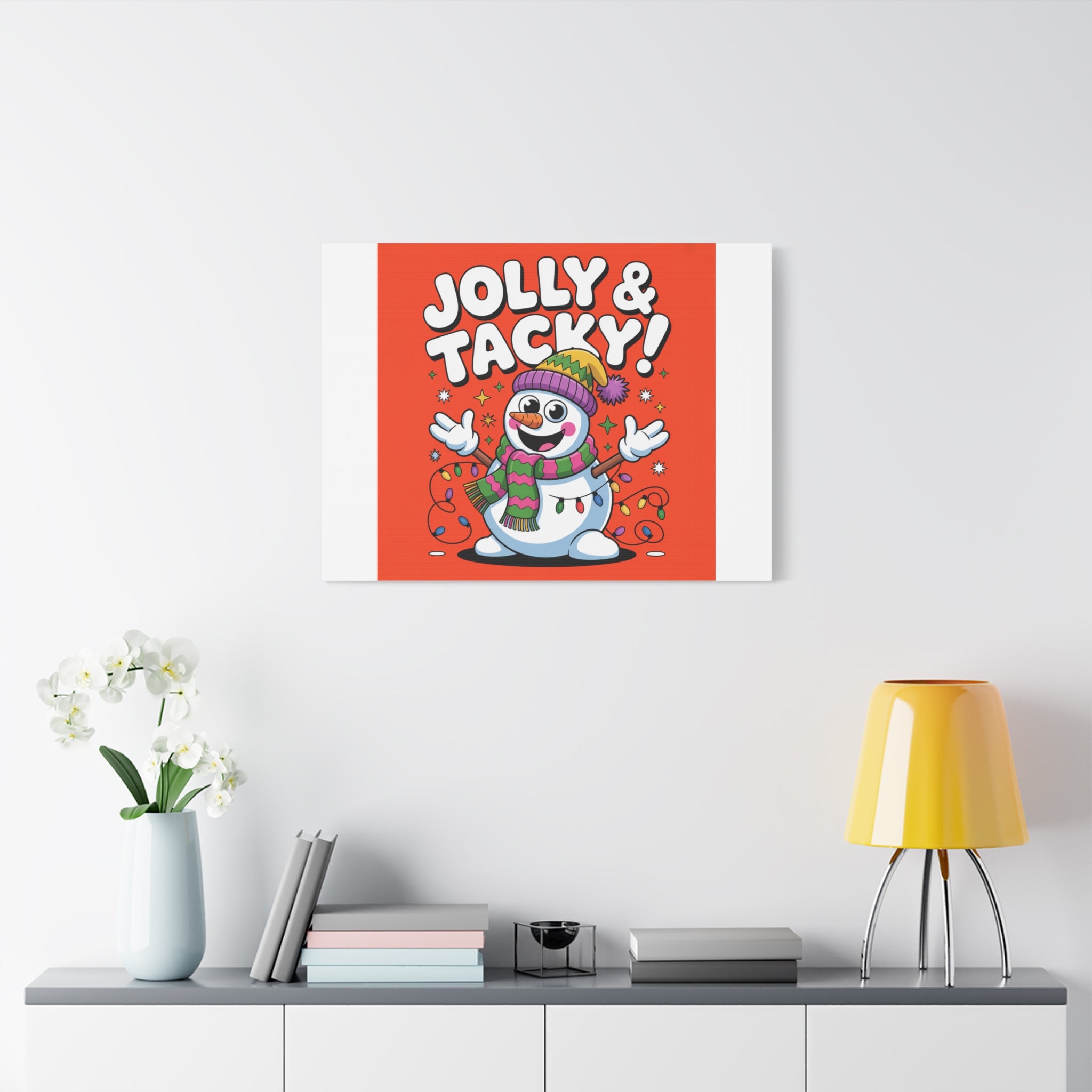 Jolly & Tacky Snowman Matte Canvas | ugly Christmas sweater novelty, festive gag