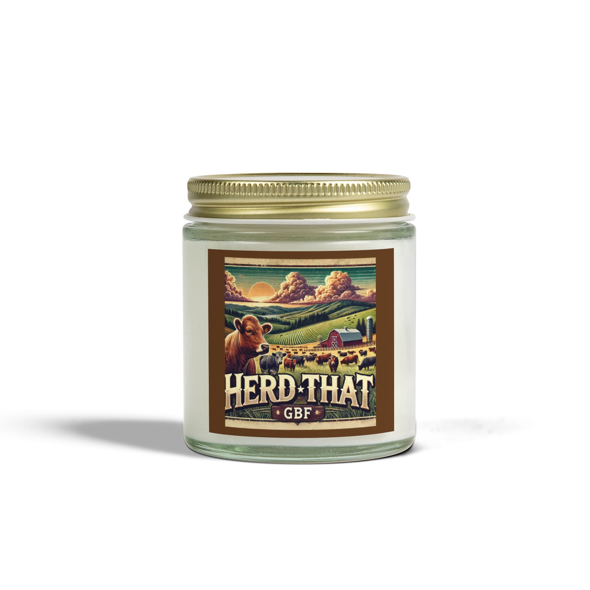 Candle with Rustic Herd Design | Scented Coconut Apricot, Unique Gift for Farmhouse Decor, Home Fragrance, Relaxation, Cow Theme