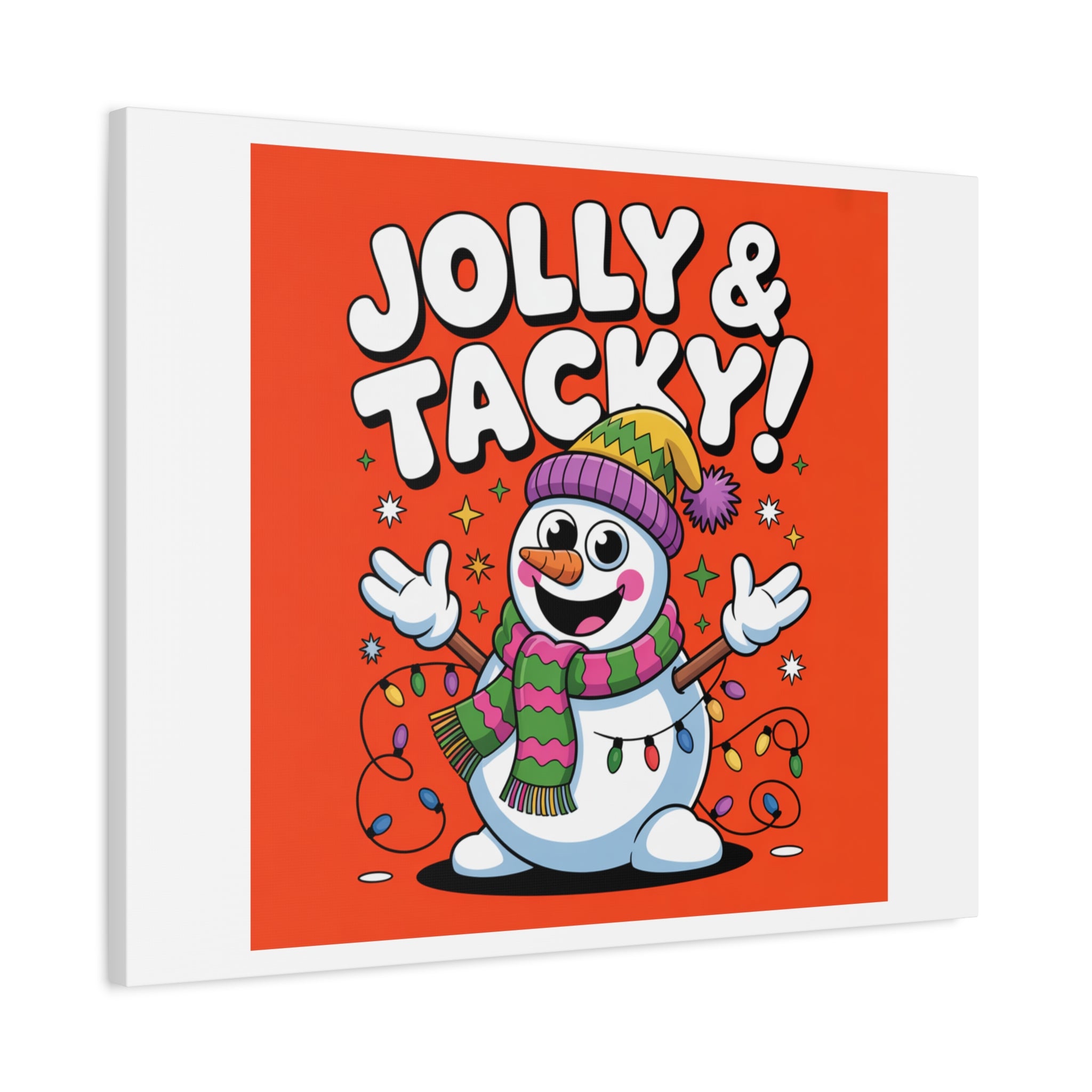 Jolly & Tacky Snowman Matte Canvas | ugly Christmas sweater novelty, festive gag