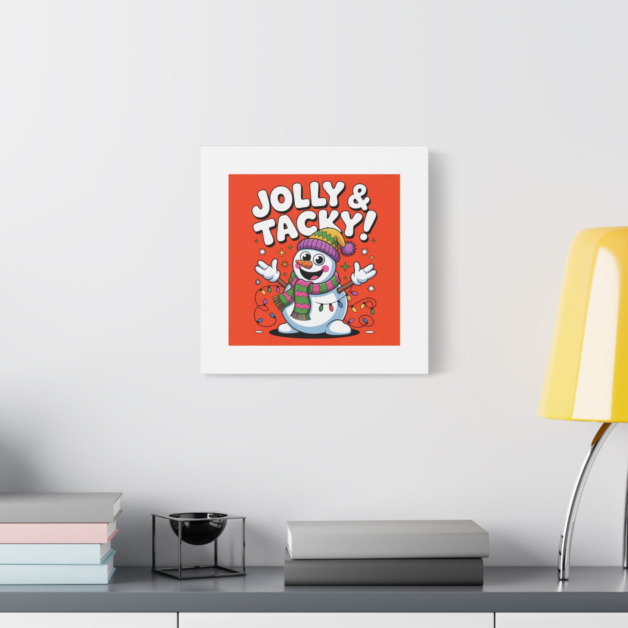 Jolly & Tacky Snowman Matte Canvas | ugly Christmas sweater novelty, festive gag