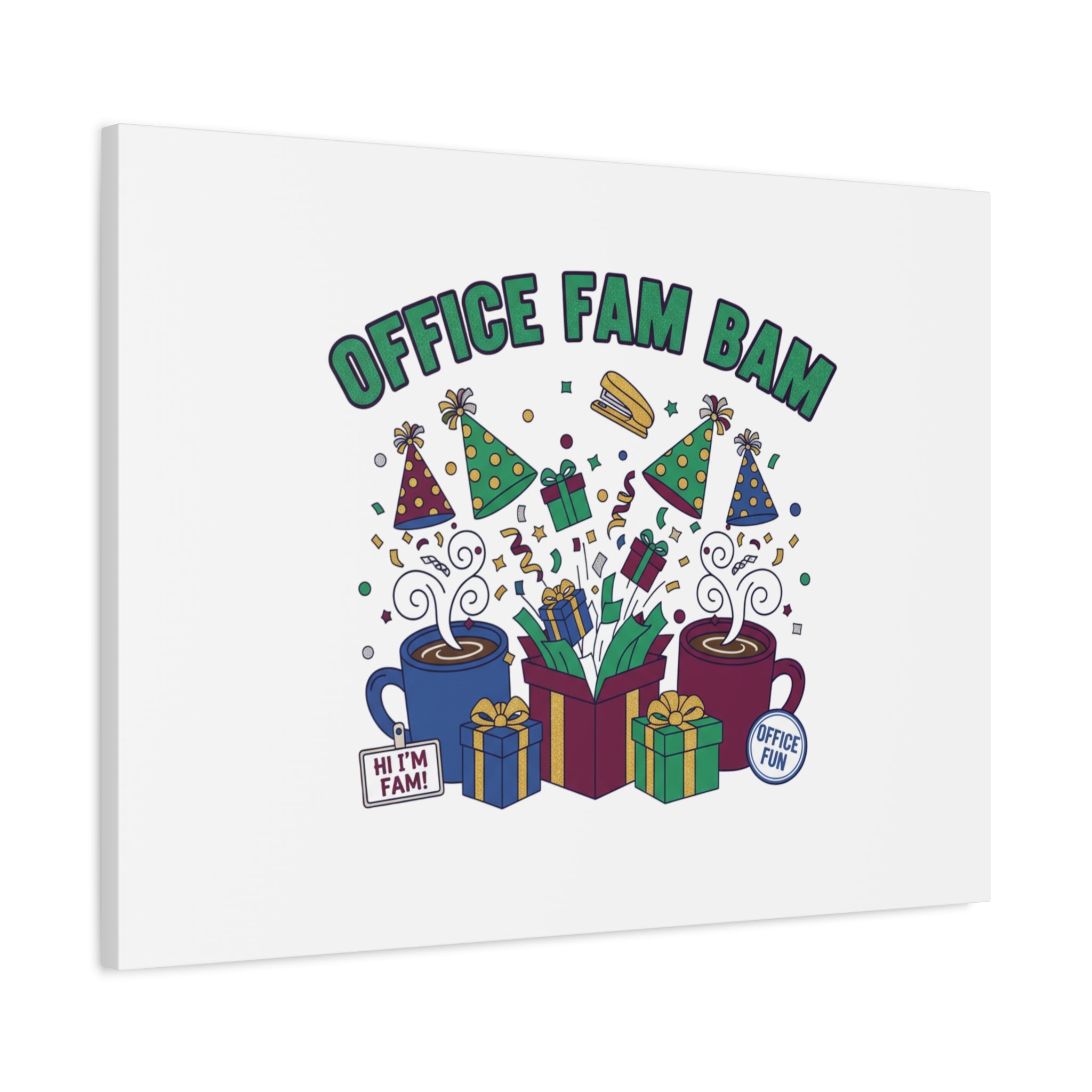 Office Fam Bam Canvas | Festive Office Party Decor, Secret Santa Humor
