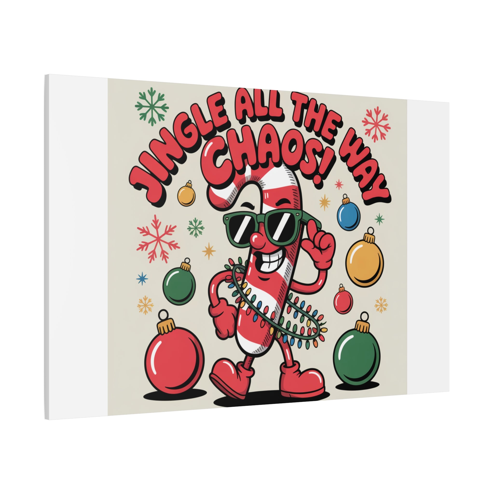 Jingle All The Way Chaos Candy Cane Canvas | ugly Christmas sweater, festive gag sweater