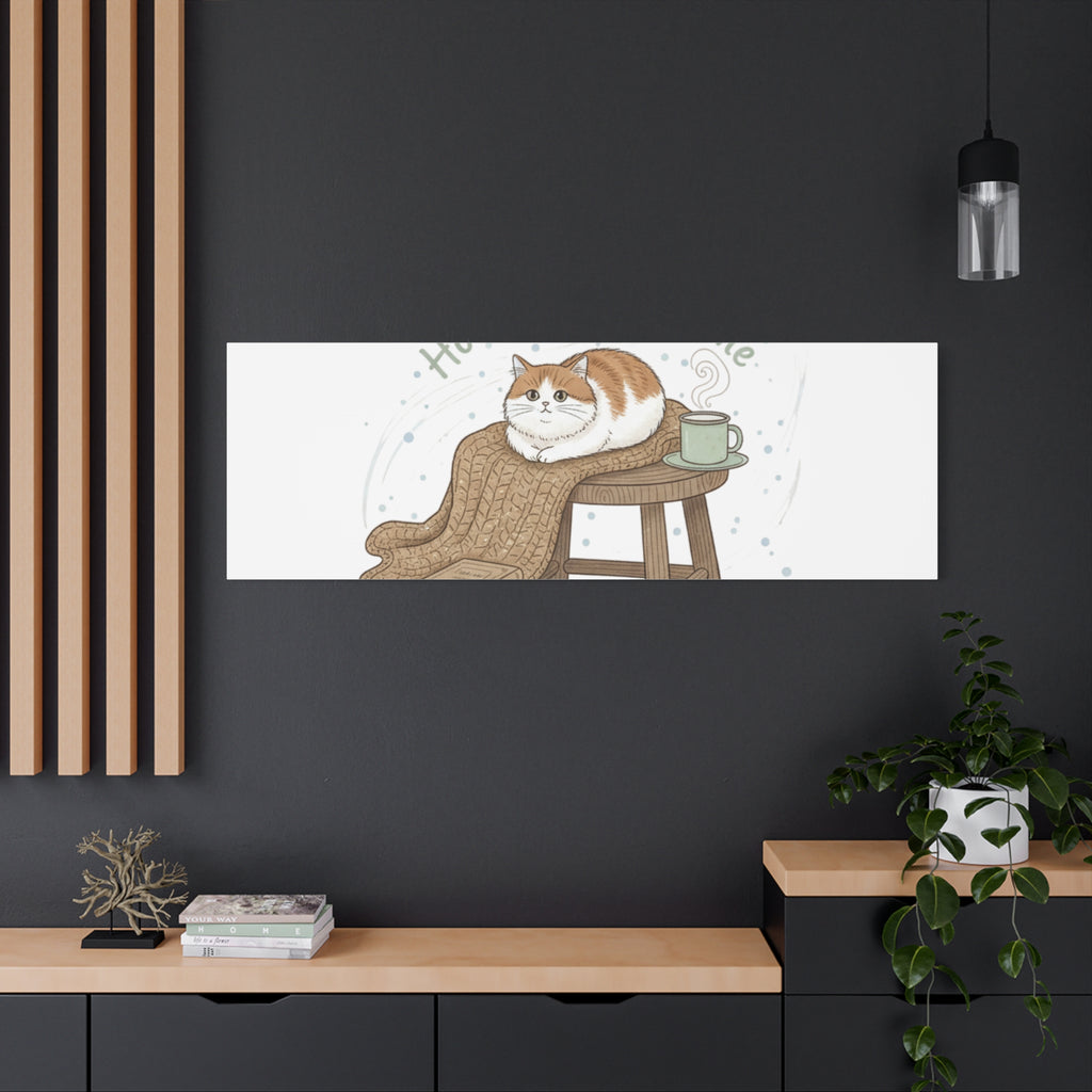 Home Sweet Home cat print Canvas | introvert homebody decor, cozy winter wall art