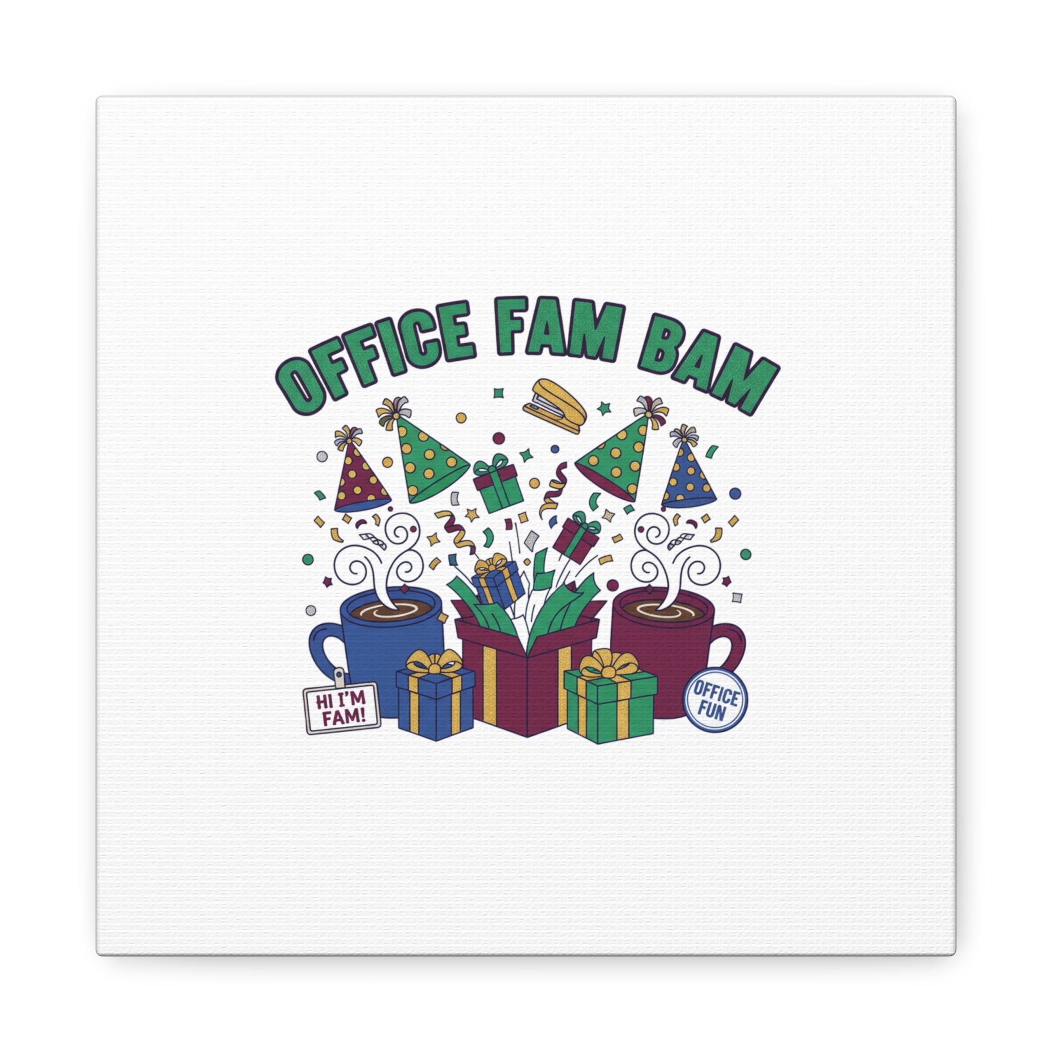 Office Fam Bam Canvas | Festive Office Party Decor, Secret Santa Humor