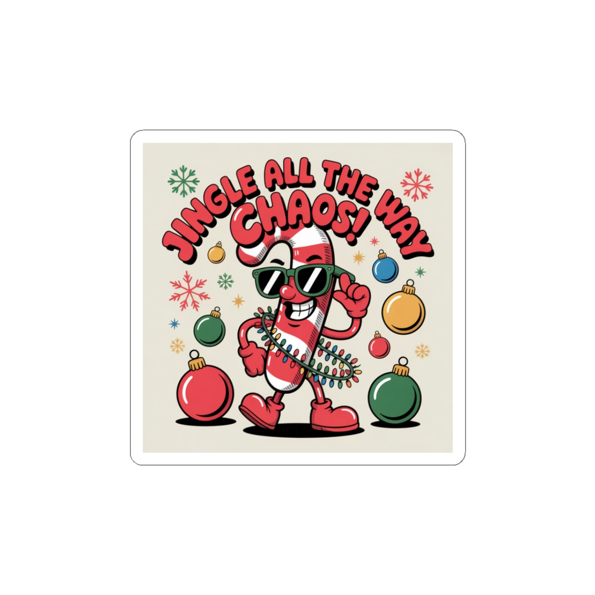 Jingle All the Chaos Sticker | Ugly Christmas Sweater Holiday Novelty