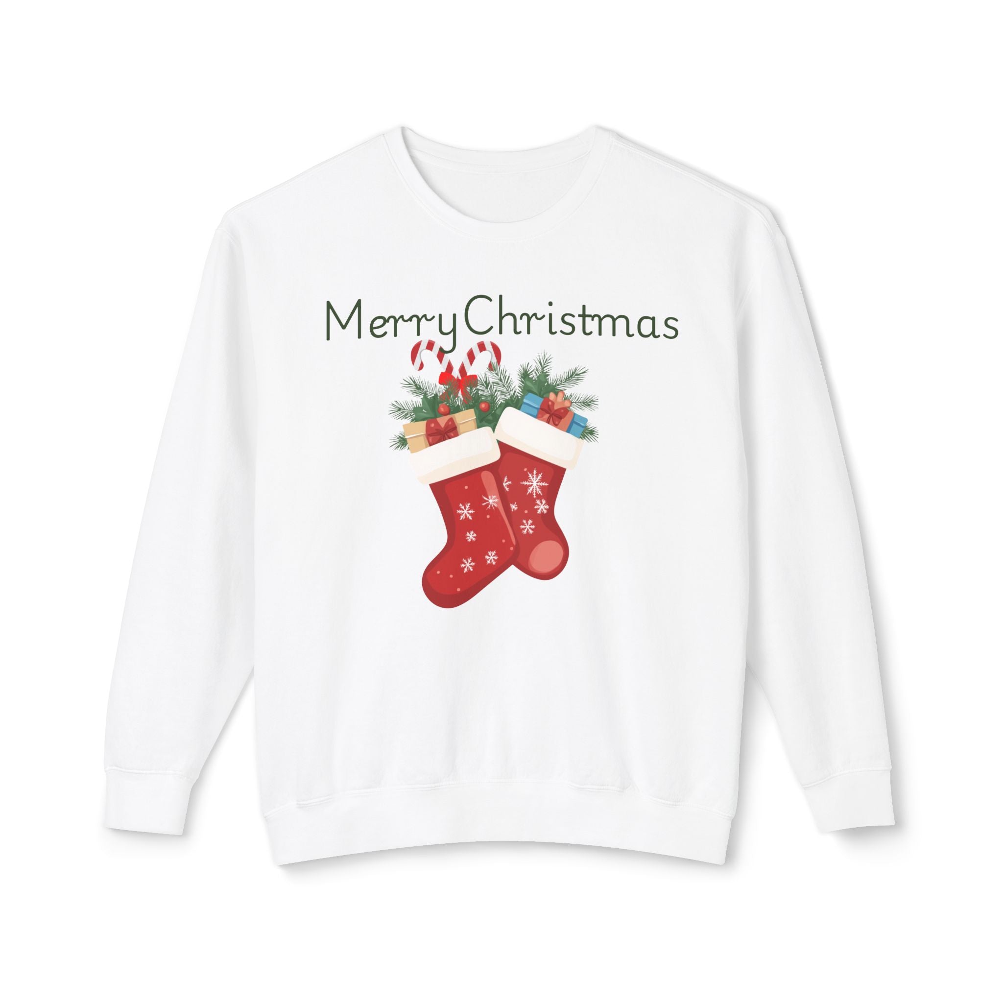 Merry Christmas Stockings Crewneck Sweatshirt — Festive Holiday Sweater