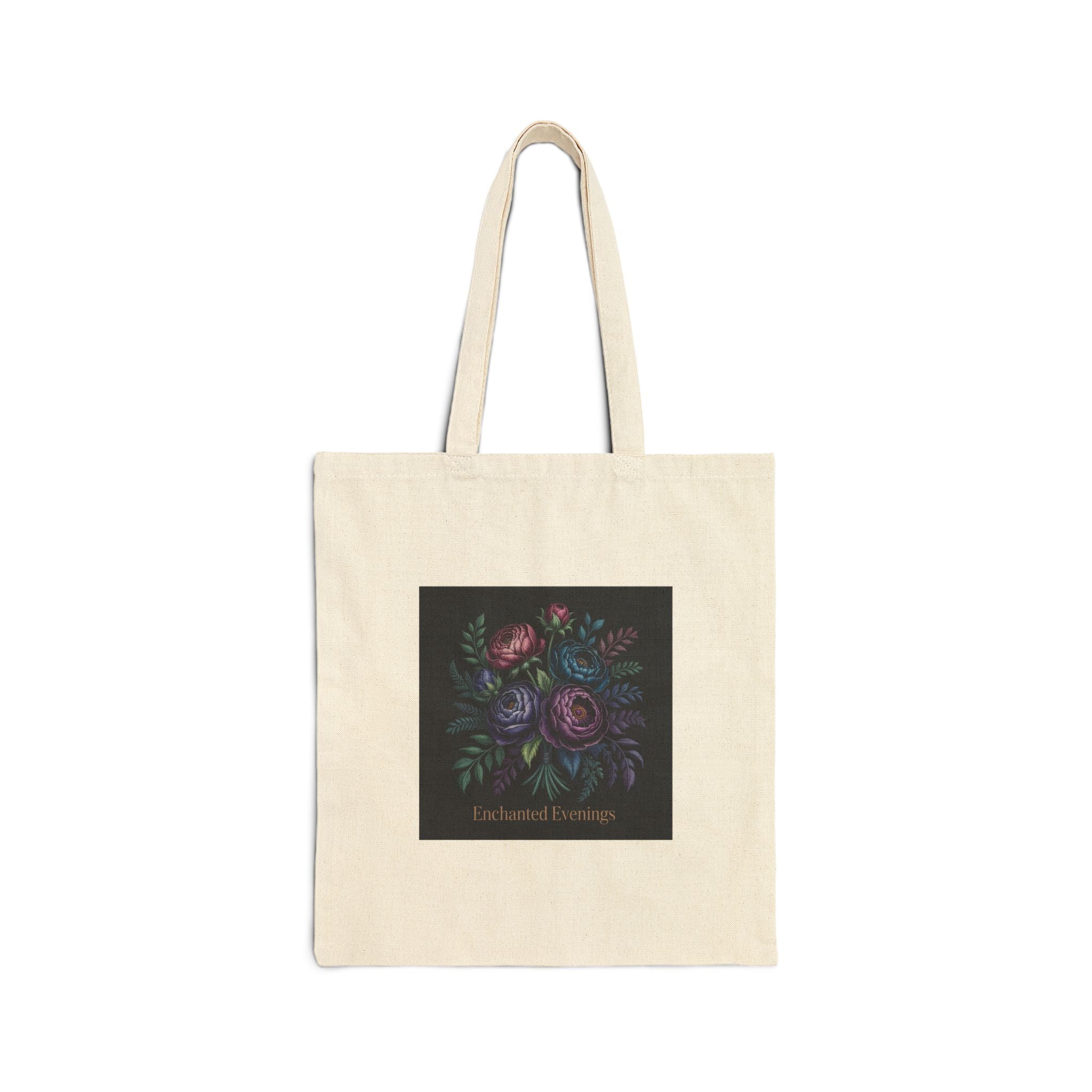 Moody Rose Midnight Bloom Tote | Dark Floral Canvas Tote