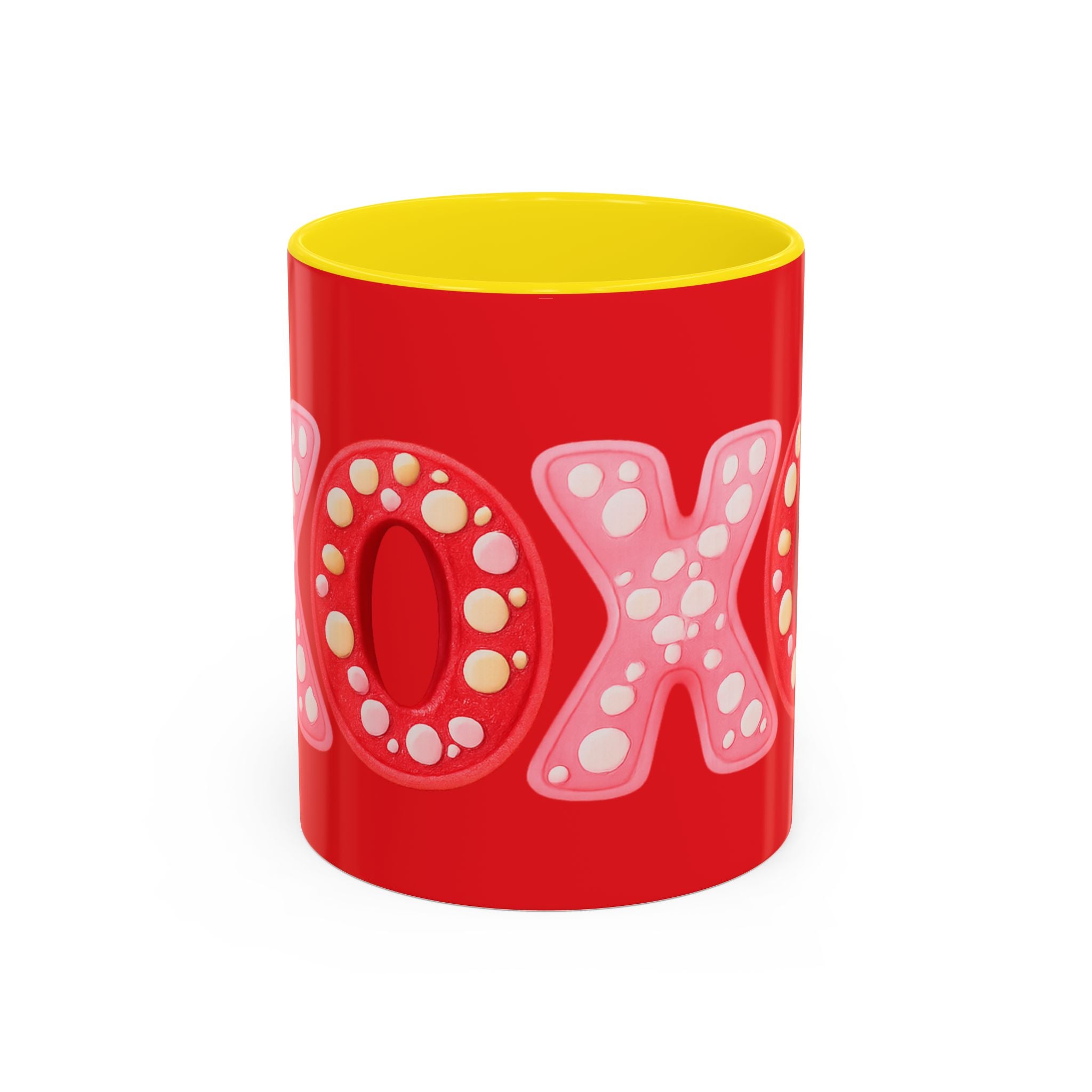 XO Valentine Coffee Mug — Red Accent Romantic Ceramic Mug