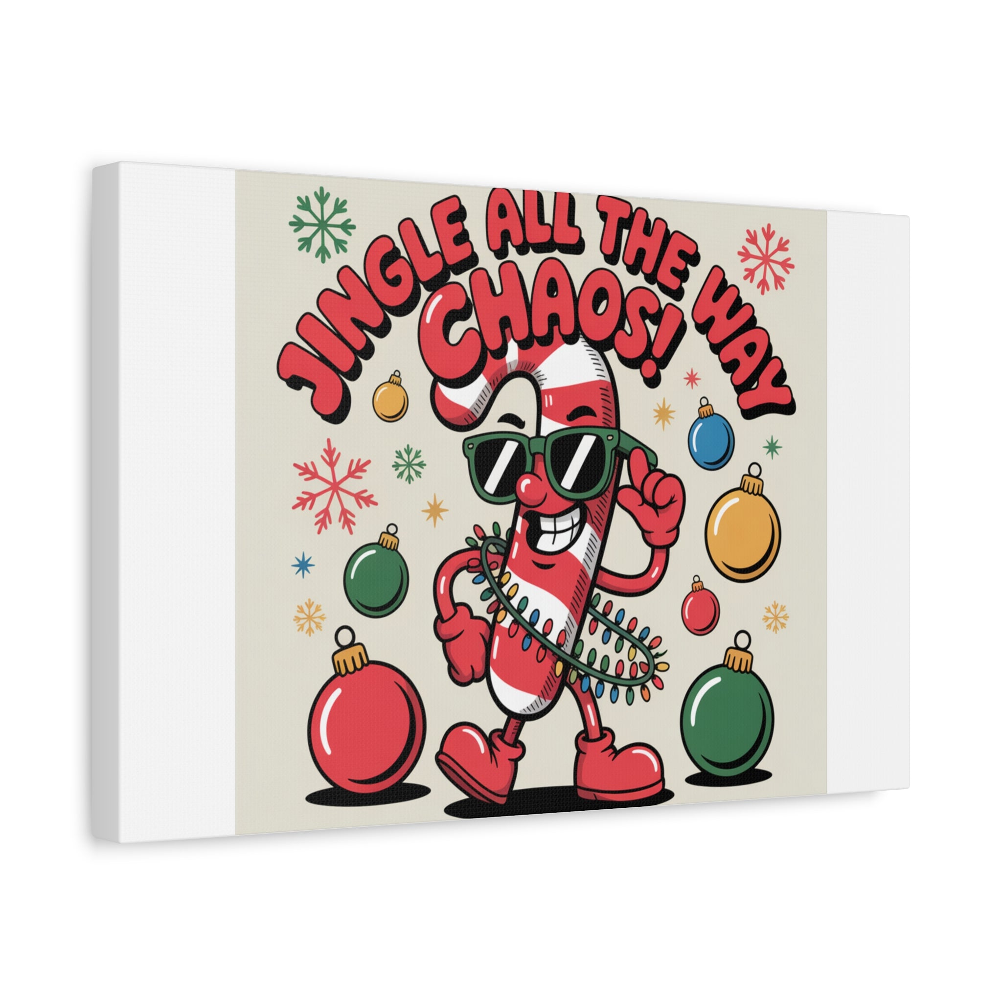 Jingle All The Way Chaos Candy Cane Canvas | ugly Christmas sweater, festive gag sweater