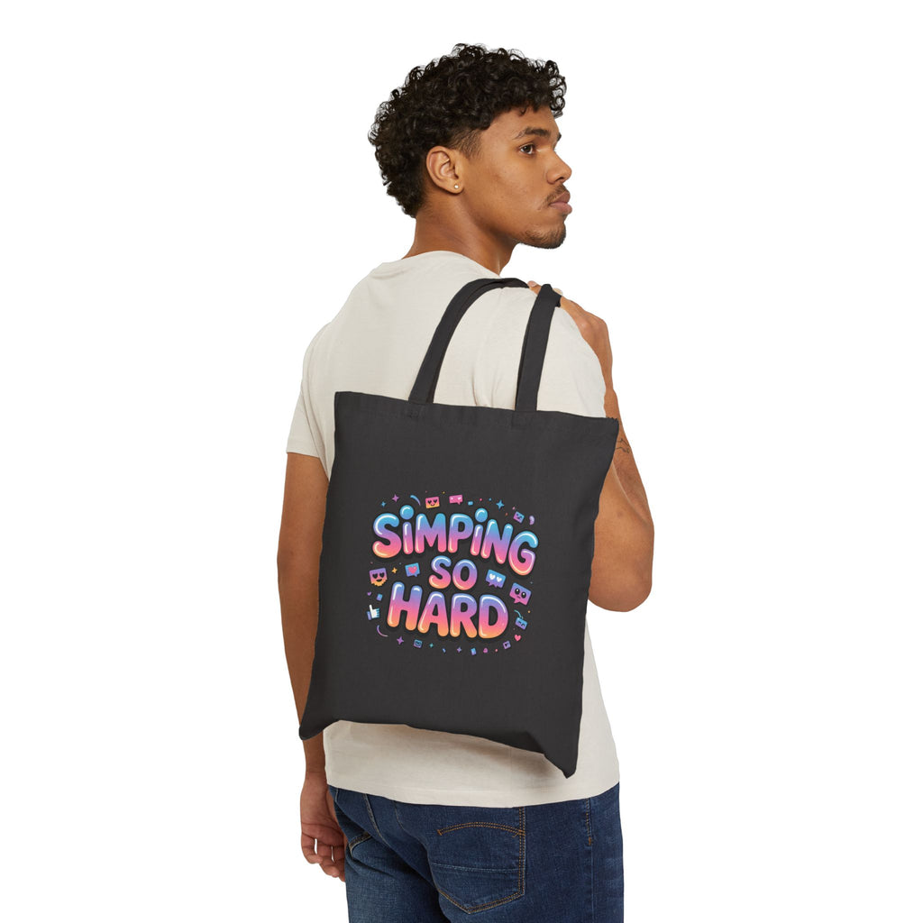 Simping So Hard Tote | Gen-Z Slang, Meme Typography Canvas Tote