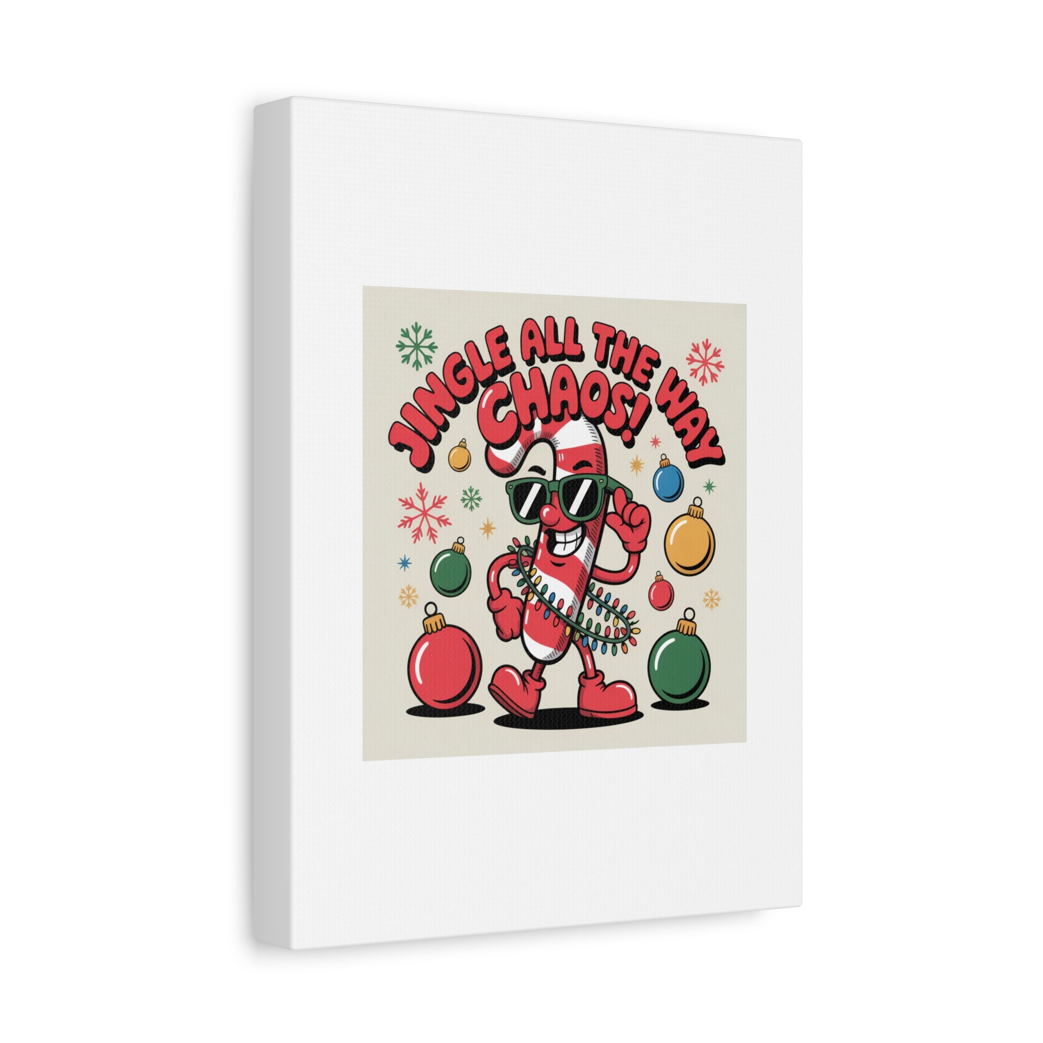 Jingle All The Way Chaos Candy Cane Canvas | ugly Christmas sweater, festive gag sweater
