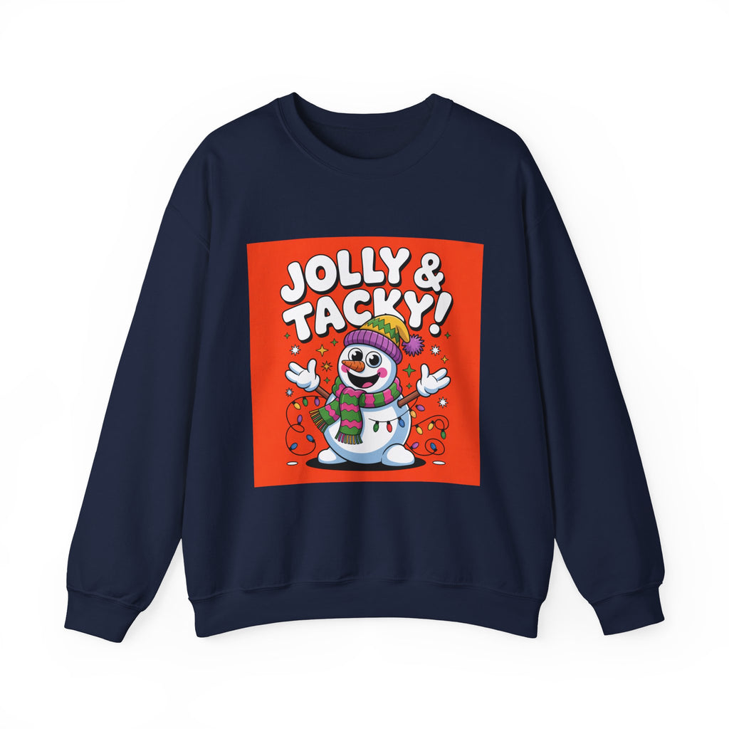 Jolly & Tacky Snowman Sweatshirt | ugly Christmas sweater, novelty holiday sweatshirt