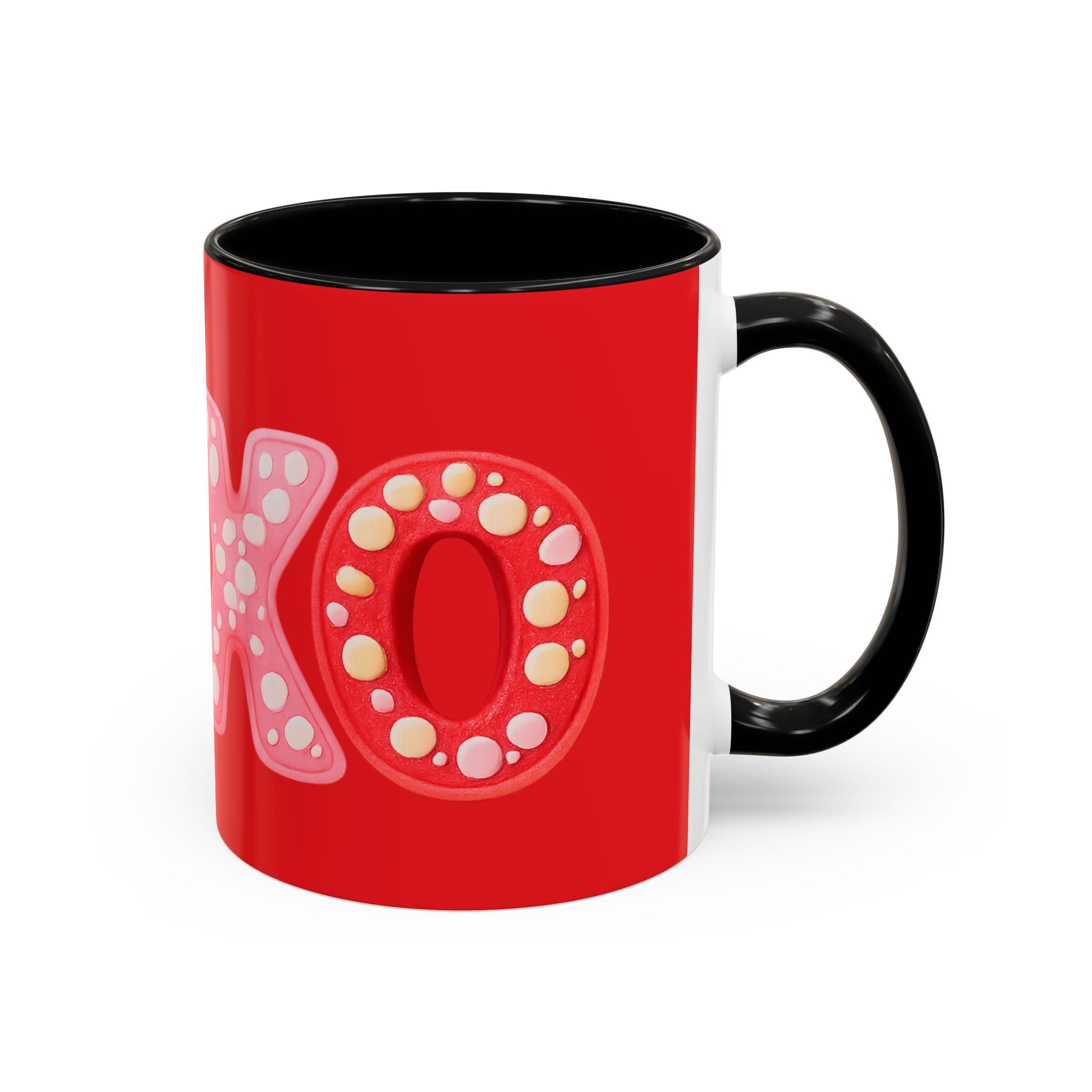 XO Valentine Coffee Mug — Red Accent Romantic Ceramic Mug