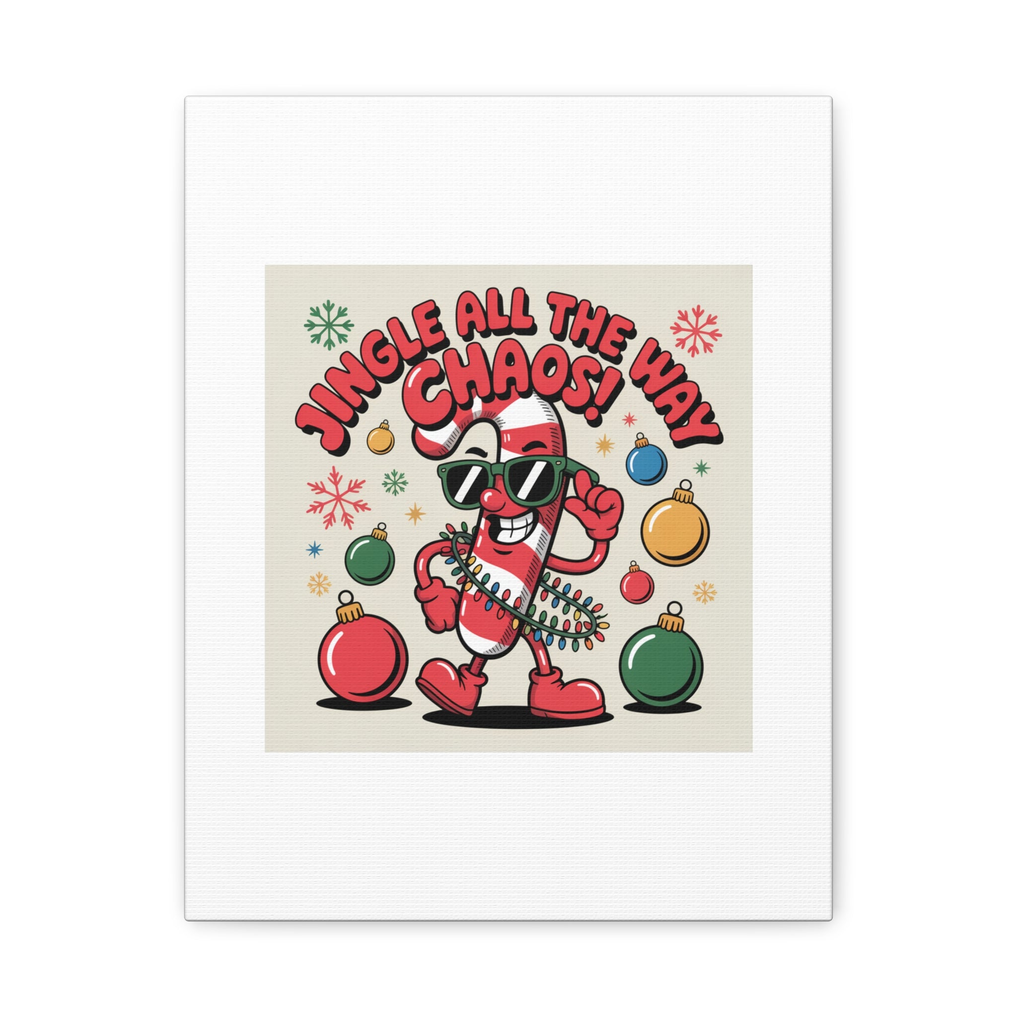 Jingle All The Way Chaos Candy Cane Canvas | ugly Christmas sweater, festive gag sweater