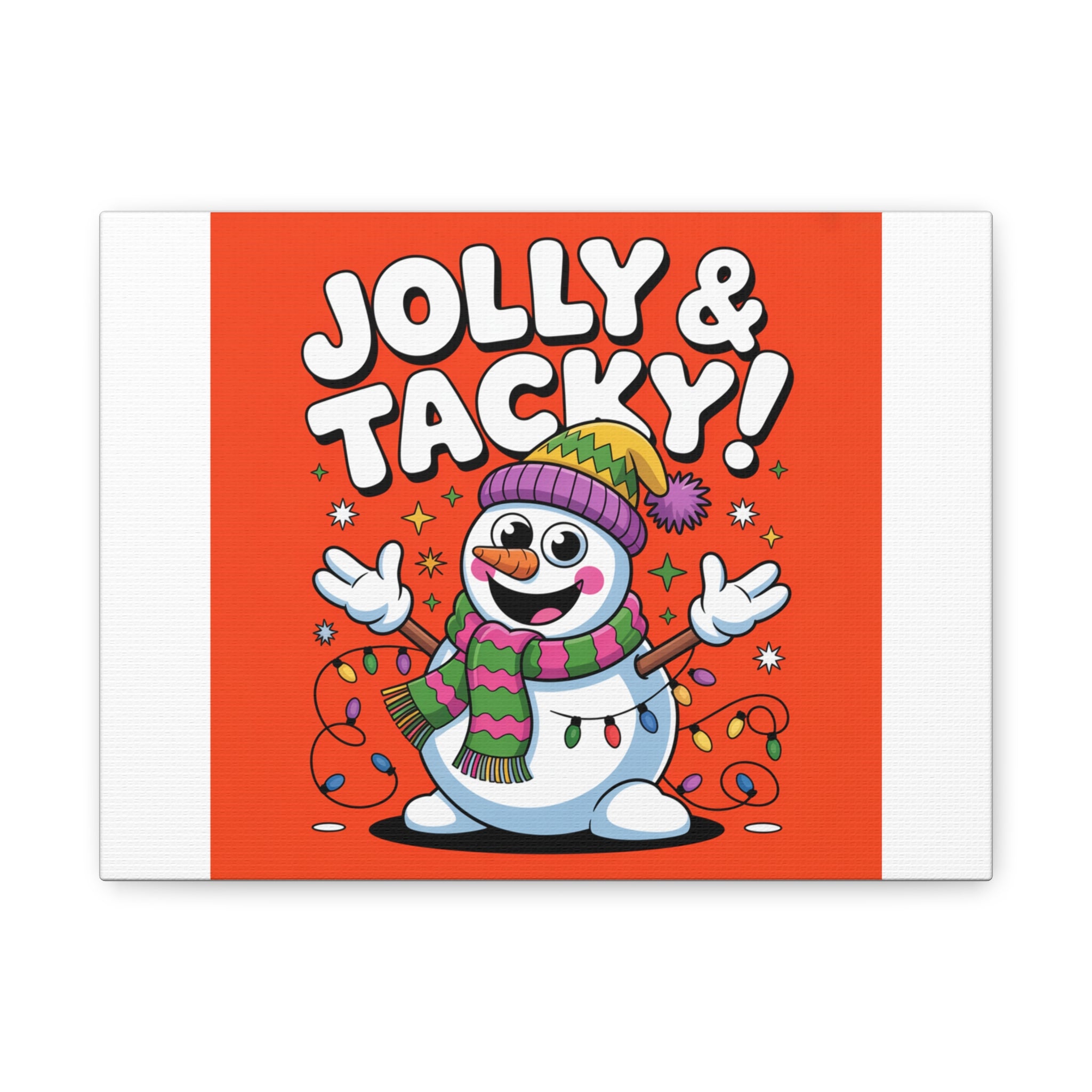 Jolly & Tacky Snowman Matte Canvas | ugly Christmas sweater novelty, festive gag