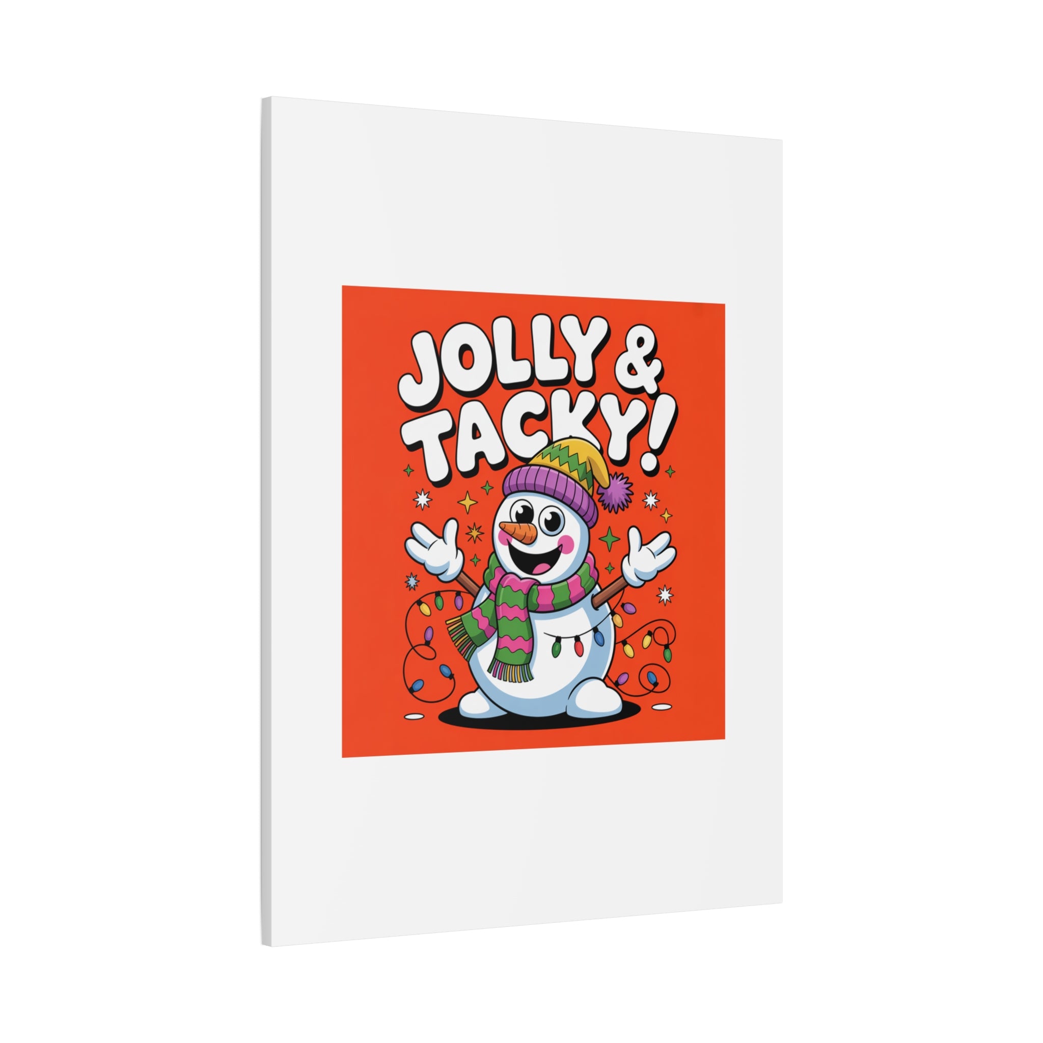 Jolly & Tacky Snowman Matte Canvas | ugly Christmas sweater novelty, festive gag