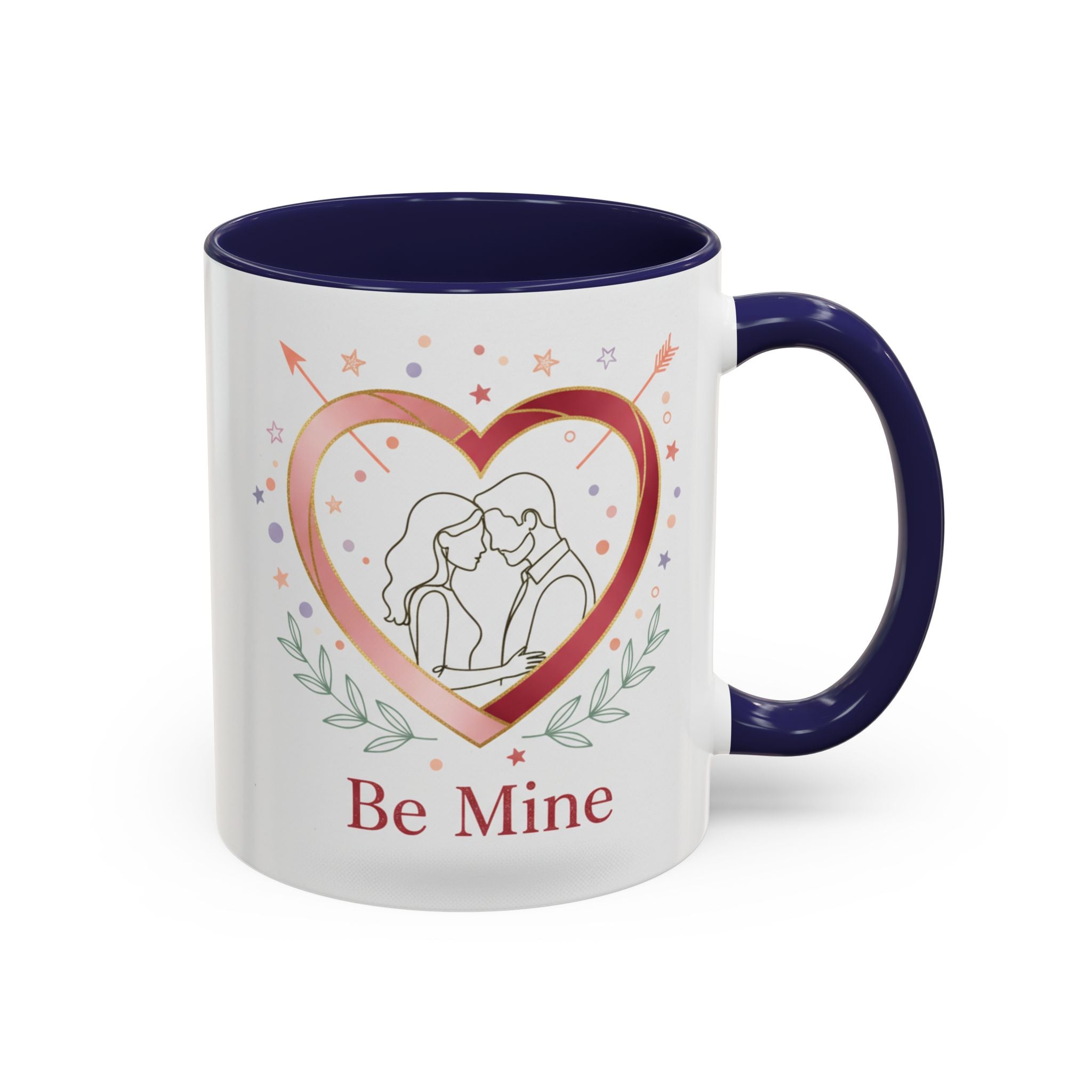 Be Mine Heart Couple Accent Coffee Mug — Romantic Valentine’s Gift (11/15oz)