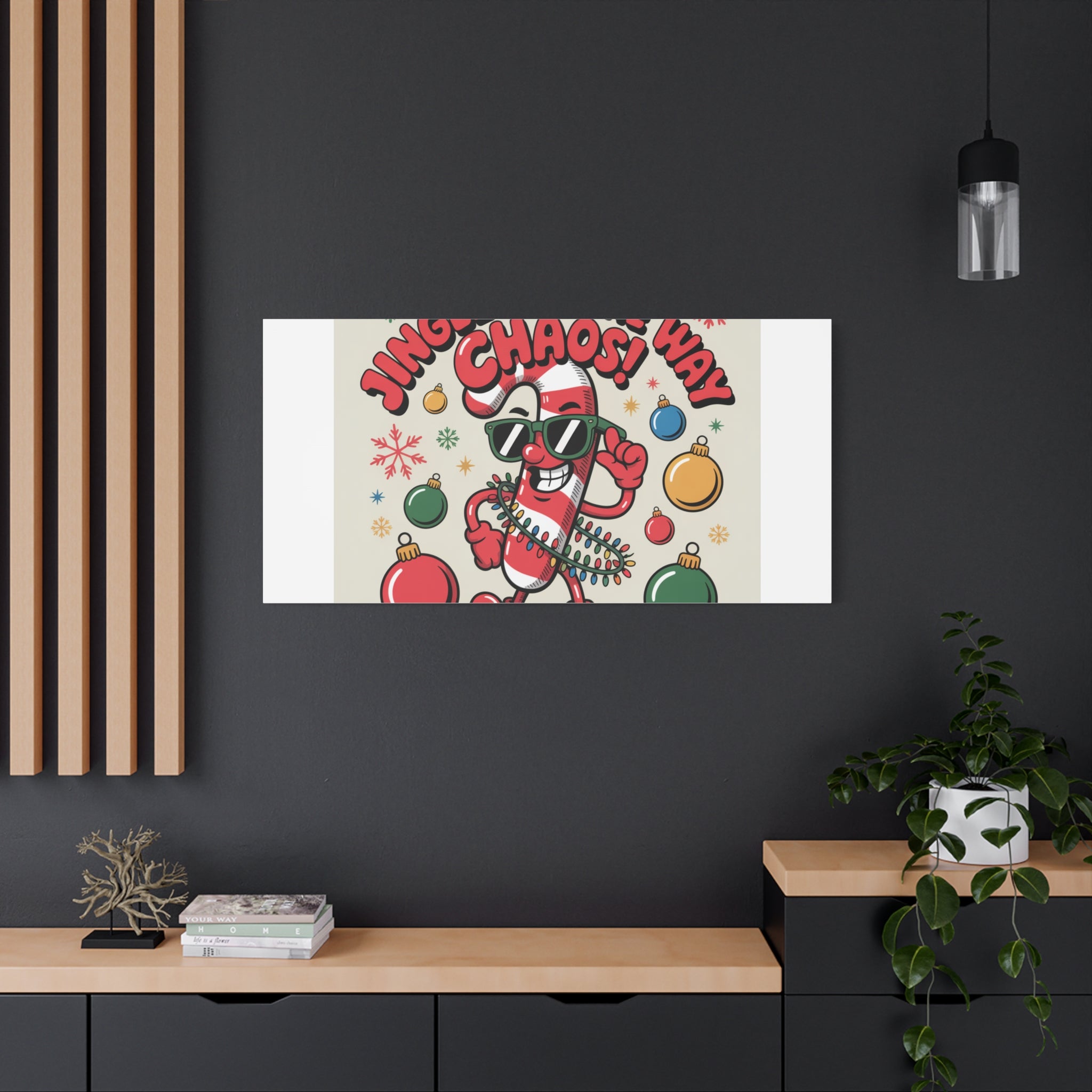 Jingle All The Way Chaos Candy Cane Canvas | ugly Christmas sweater, festive gag sweater