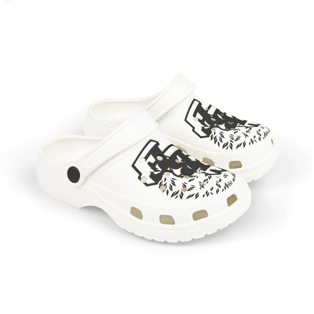Kids' White EVA Foam Clogs with Graffiti 'GROW' Design