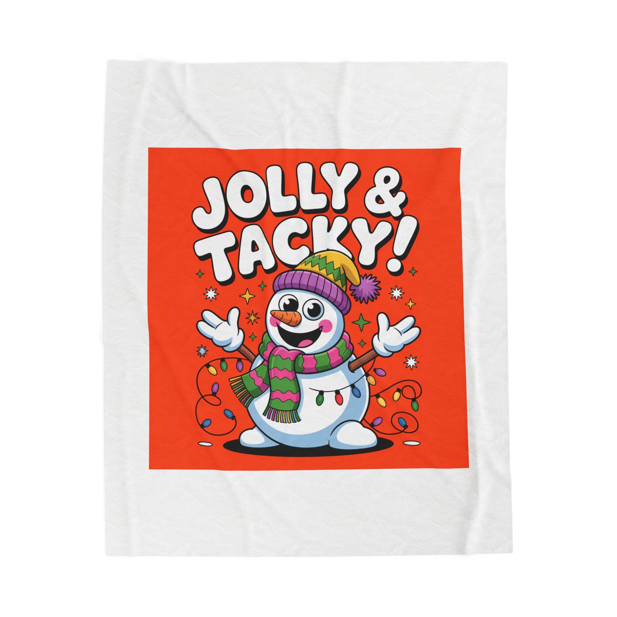 Jolly & Tacky Snowman Velveteen Blanket | ugly Christmas sweater, festive gag blanket