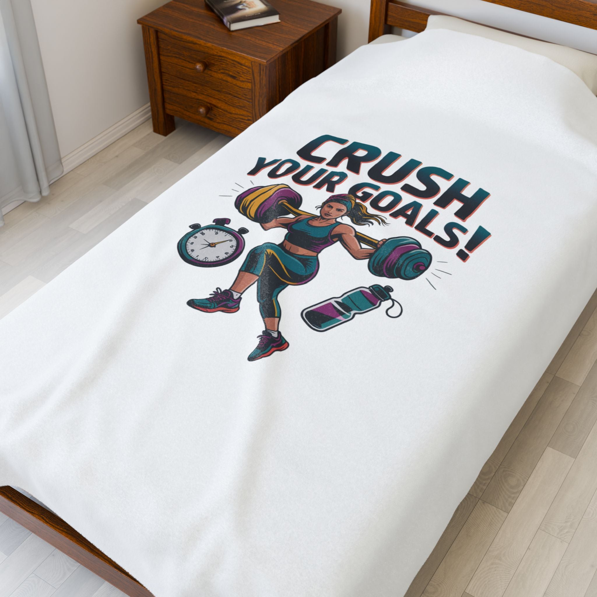 Crush Your Goals Plush Blanket | New Year Workout Motivation, Fitness Habit Tracker