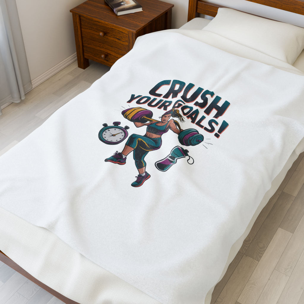 Crush Your Goals Plush Blanket | New Year Workout Motivation, Fitness Habit Tracker