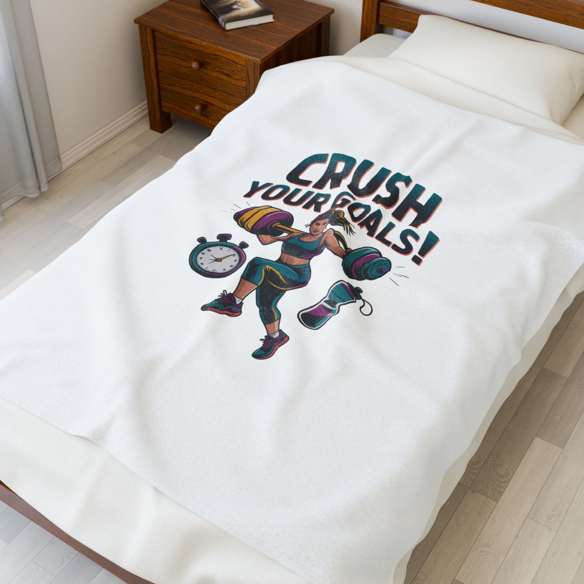 Crush Your Goals Plush Blanket | New Year Workout Motivation, Fitness Habit Tracker