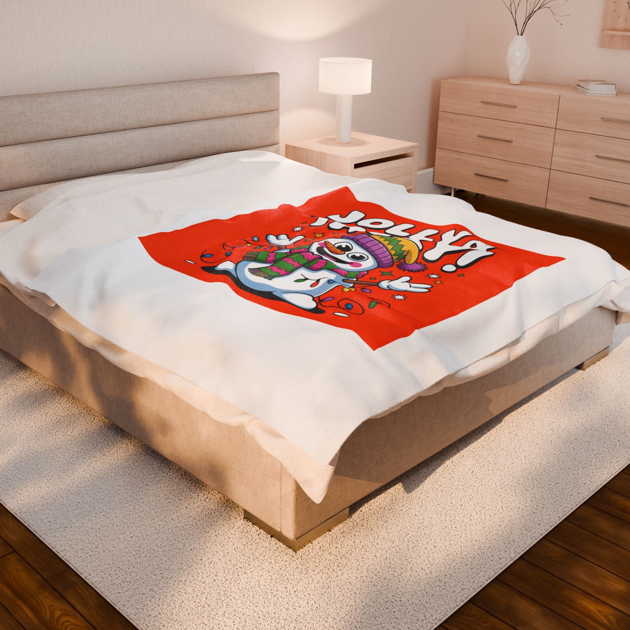 Jolly & Tacky Snowman Velveteen Blanket | ugly Christmas sweater, festive gag blanket