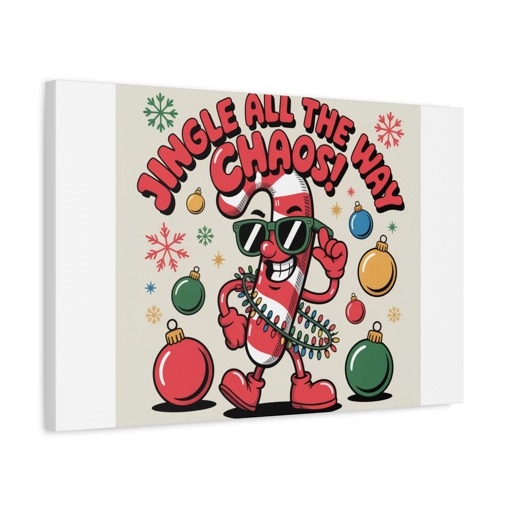 Jingle All The Way Chaos Candy Cane Canvas | ugly Christmas sweater, festive gag sweater