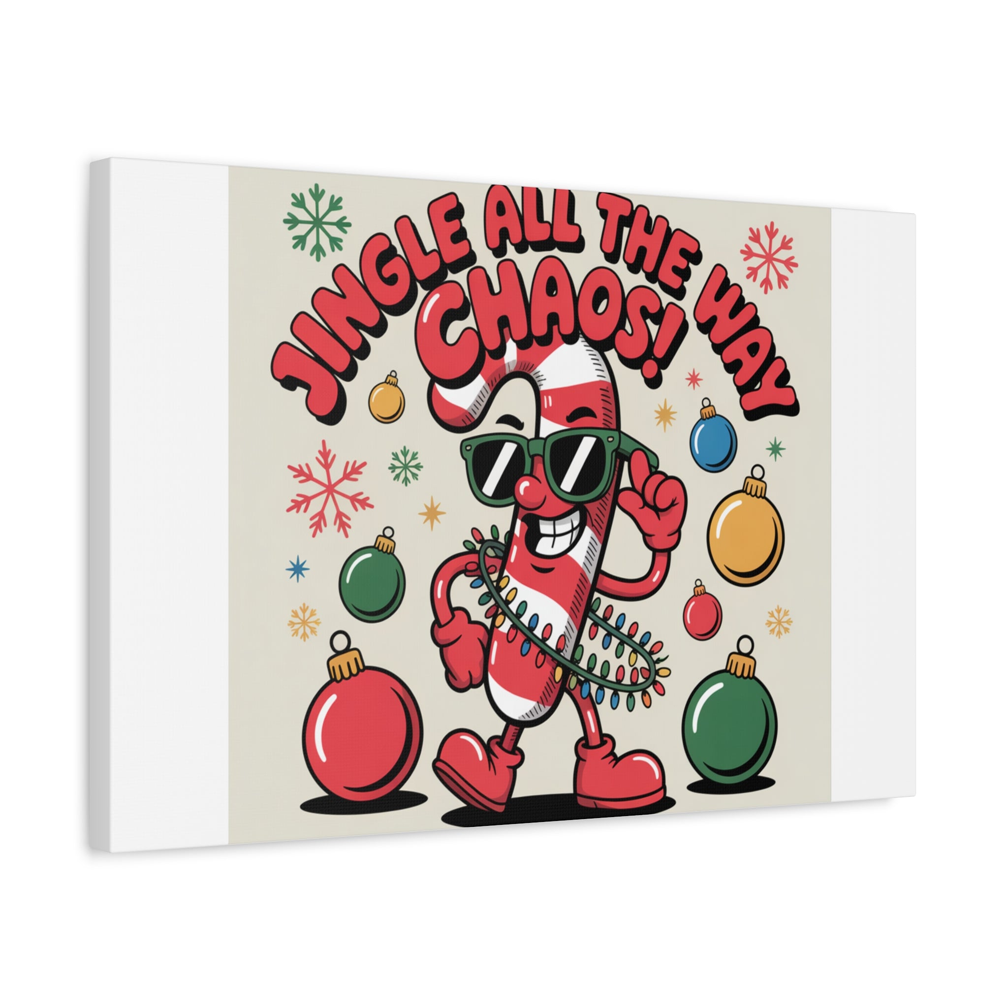 Jingle All The Way Chaos Candy Cane Canvas | ugly Christmas sweater, festive gag sweater