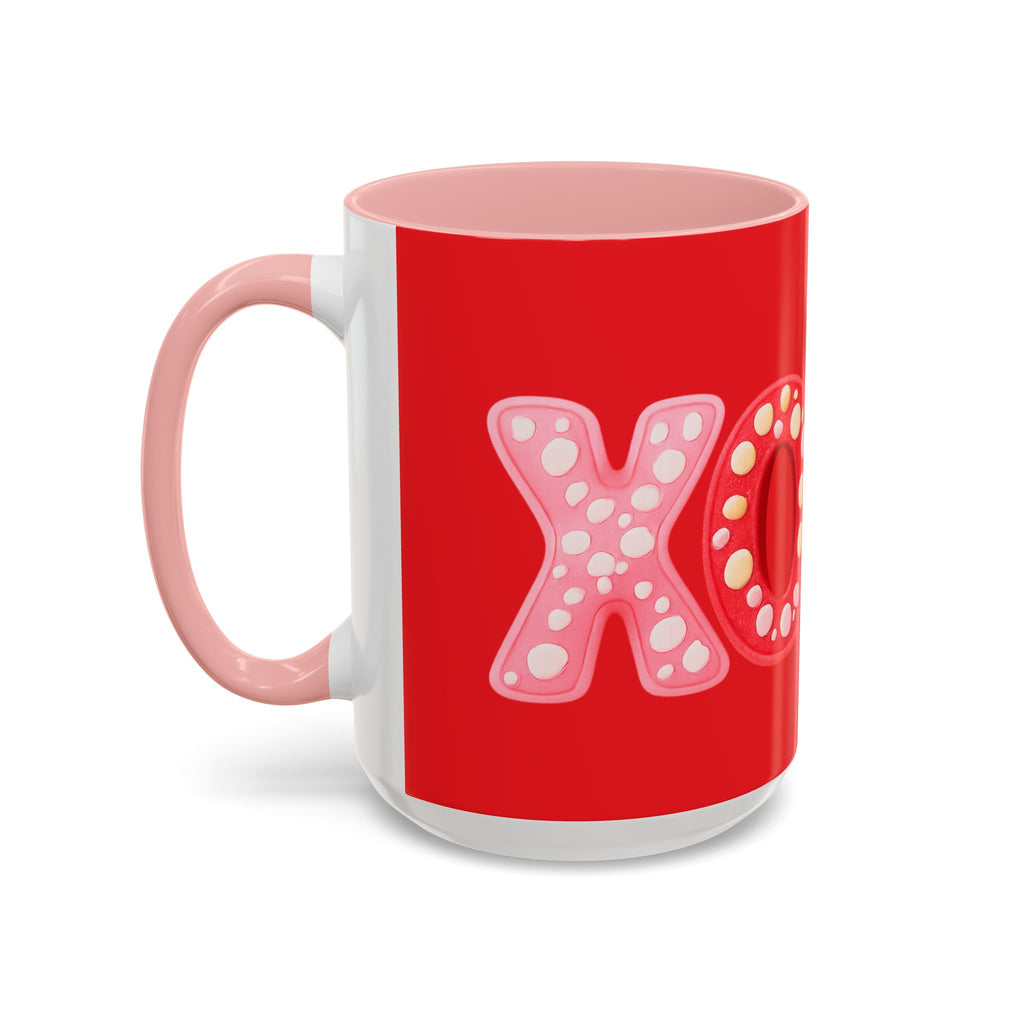 XO Valentine Coffee Mug — Red Accent Romantic Ceramic Mug