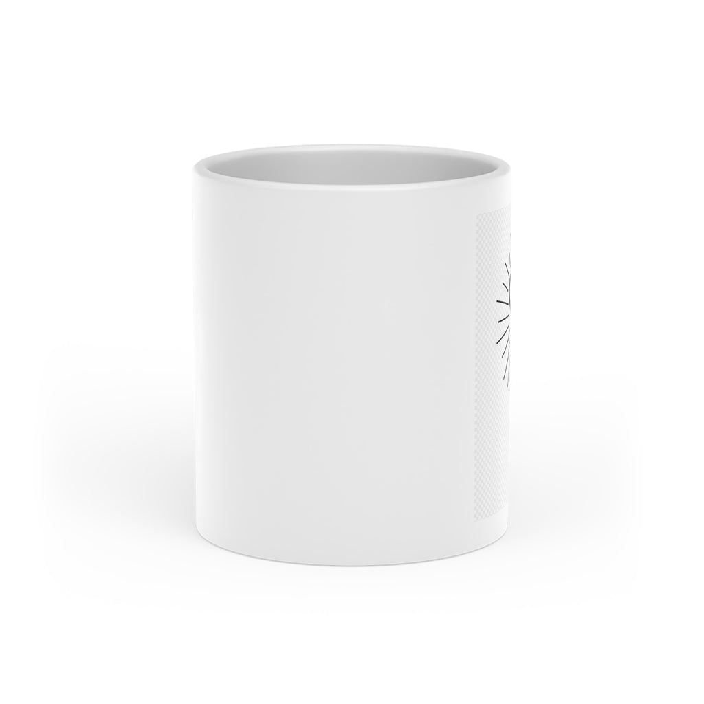 Heart-Shaped Mug - Minimalist Black Heart Sunray Ceramic Coffee Cup | Romantic Gift for Valentine’s & Anniversaries