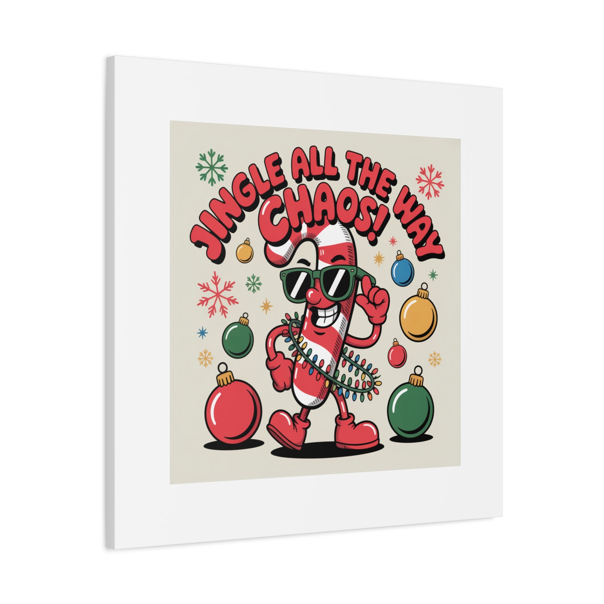 Jingle All The Way Chaos Candy Cane Canvas | ugly Christmas sweater, festive gag sweater