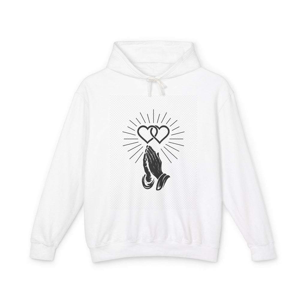 Prayer Hands Heart Hoodie — Religious Faith Graphic Hooded Sweatshirt