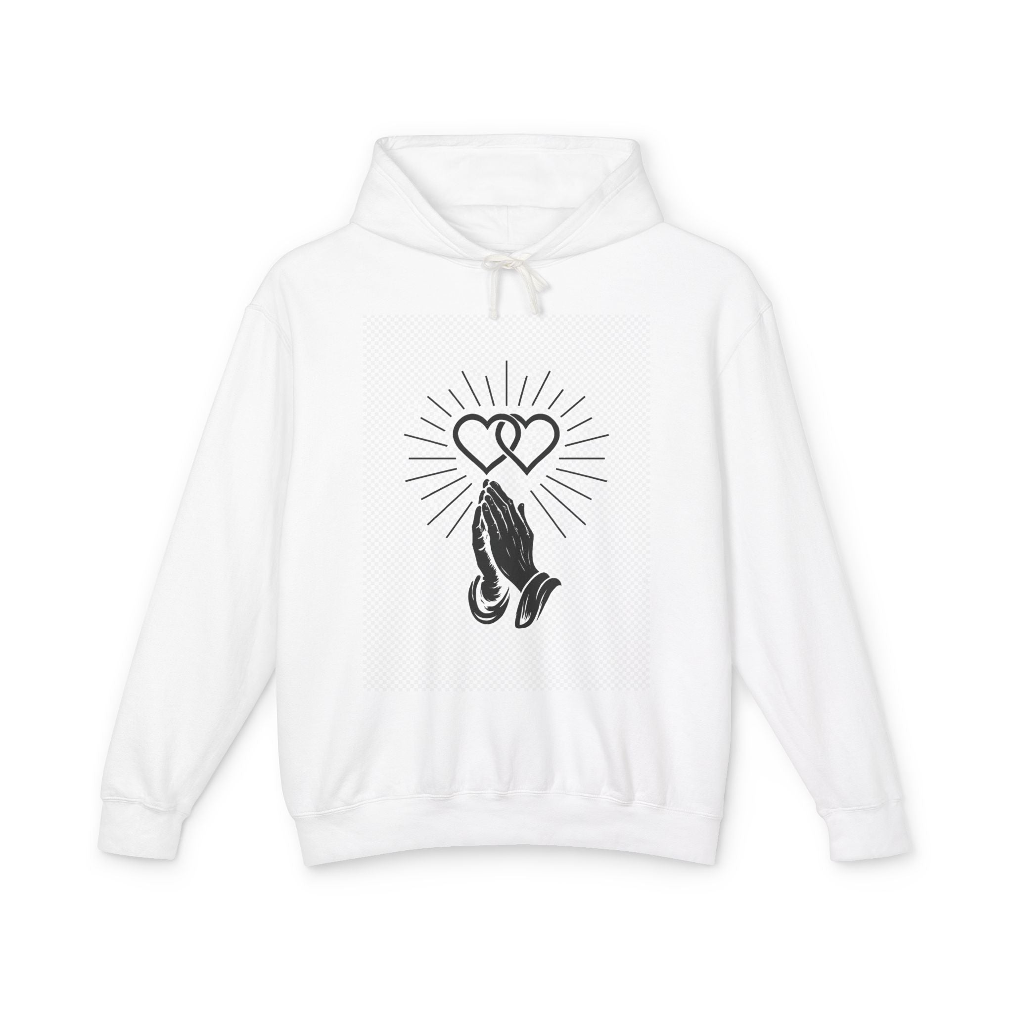 Prayer Hands Heart Hoodie — Religious Faith Graphic Hooded Sweatshirt
