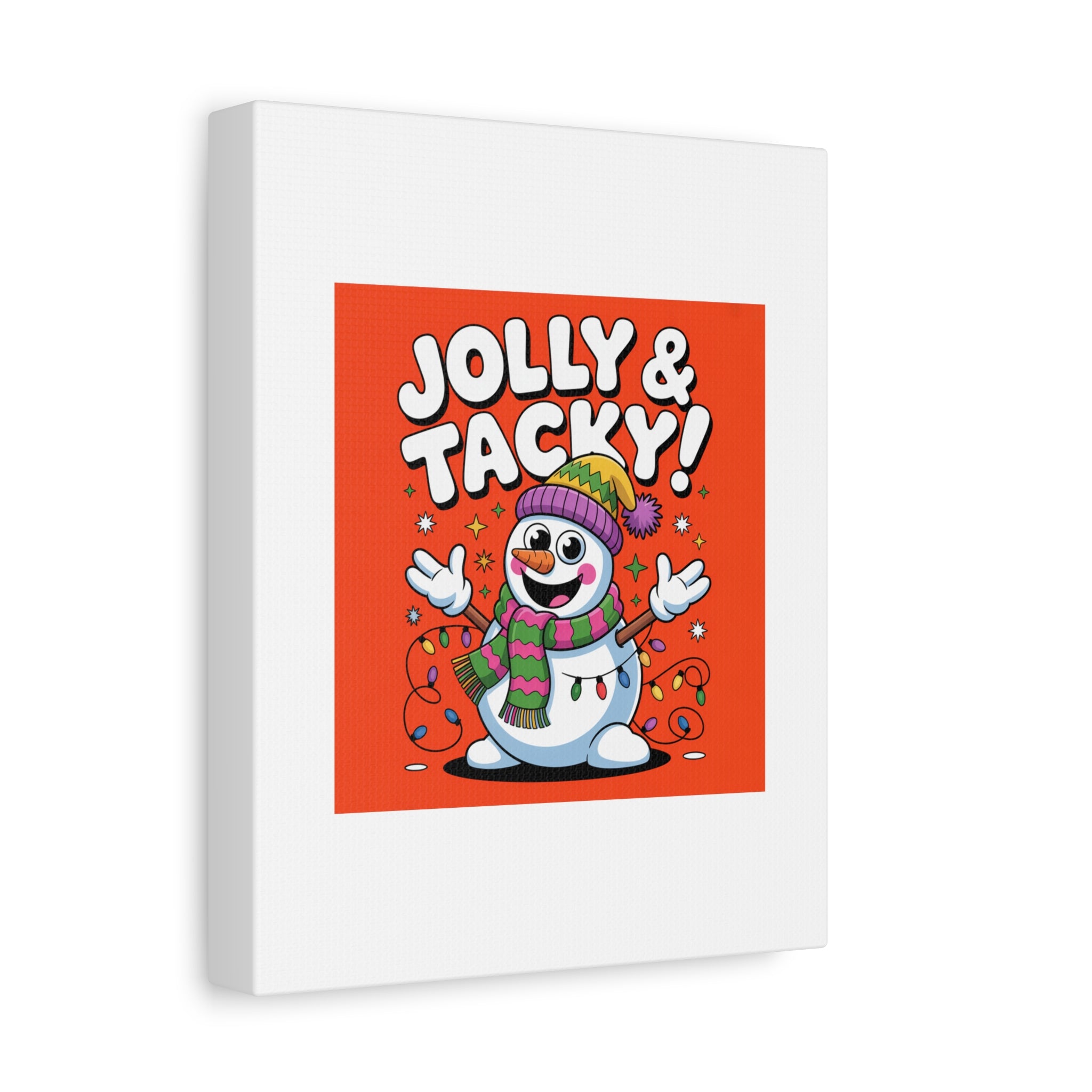 Jolly & Tacky Snowman Matte Canvas | ugly Christmas sweater novelty, festive gag
