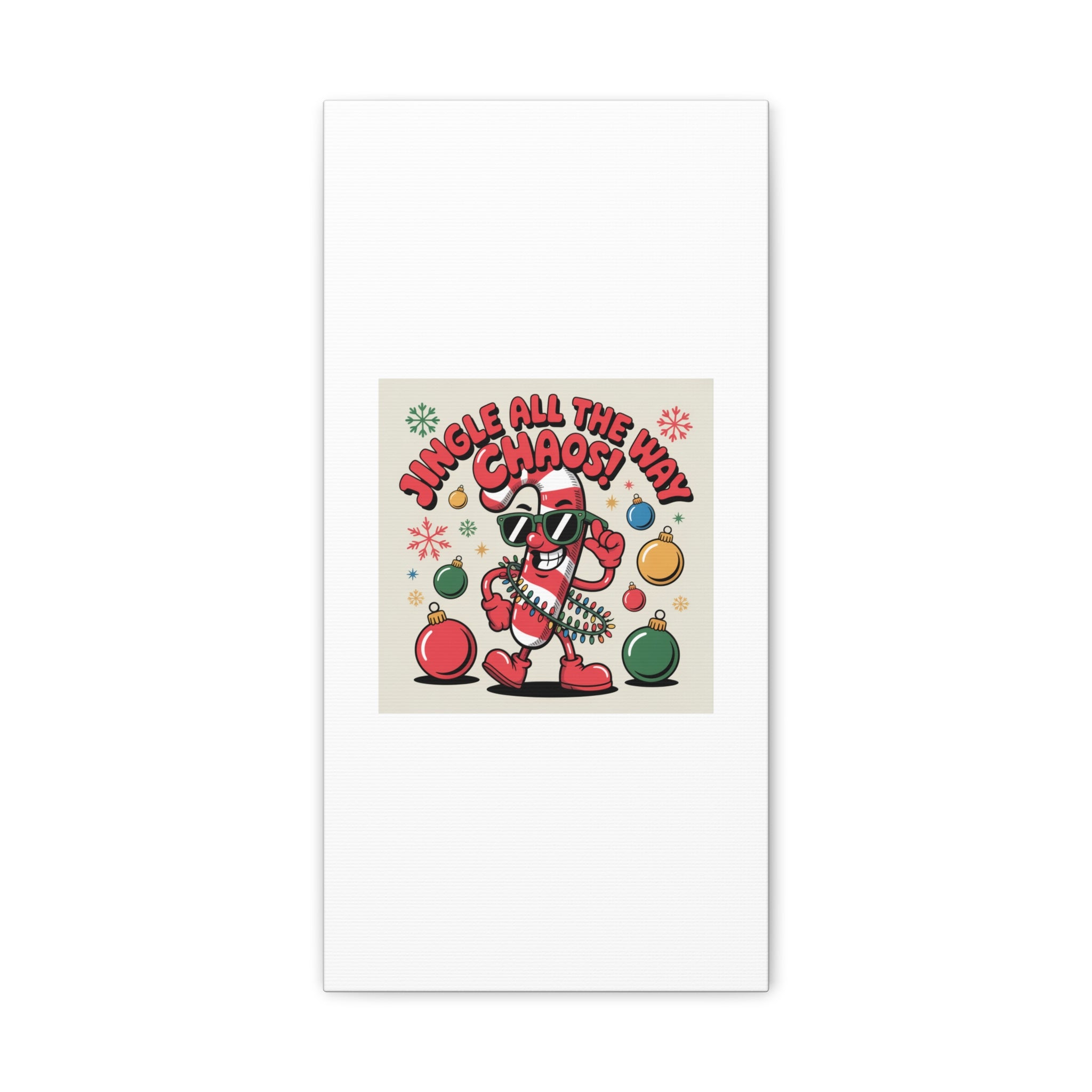 Jingle All The Way Chaos Candy Cane Canvas | ugly Christmas sweater, festive gag sweater