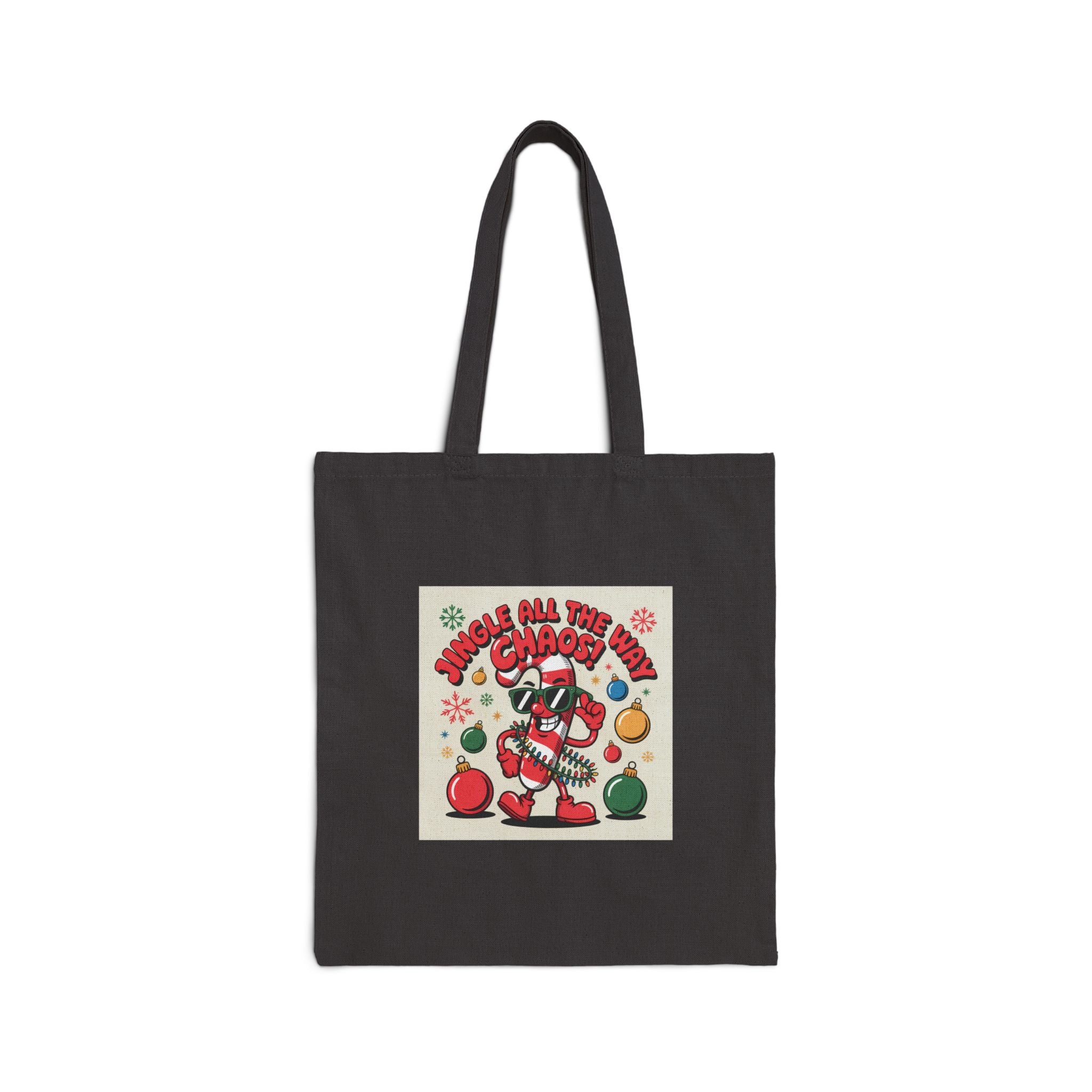 Tacky Candy Cane Chaos Tote | ugly Christmas sweater, festive gag holiday