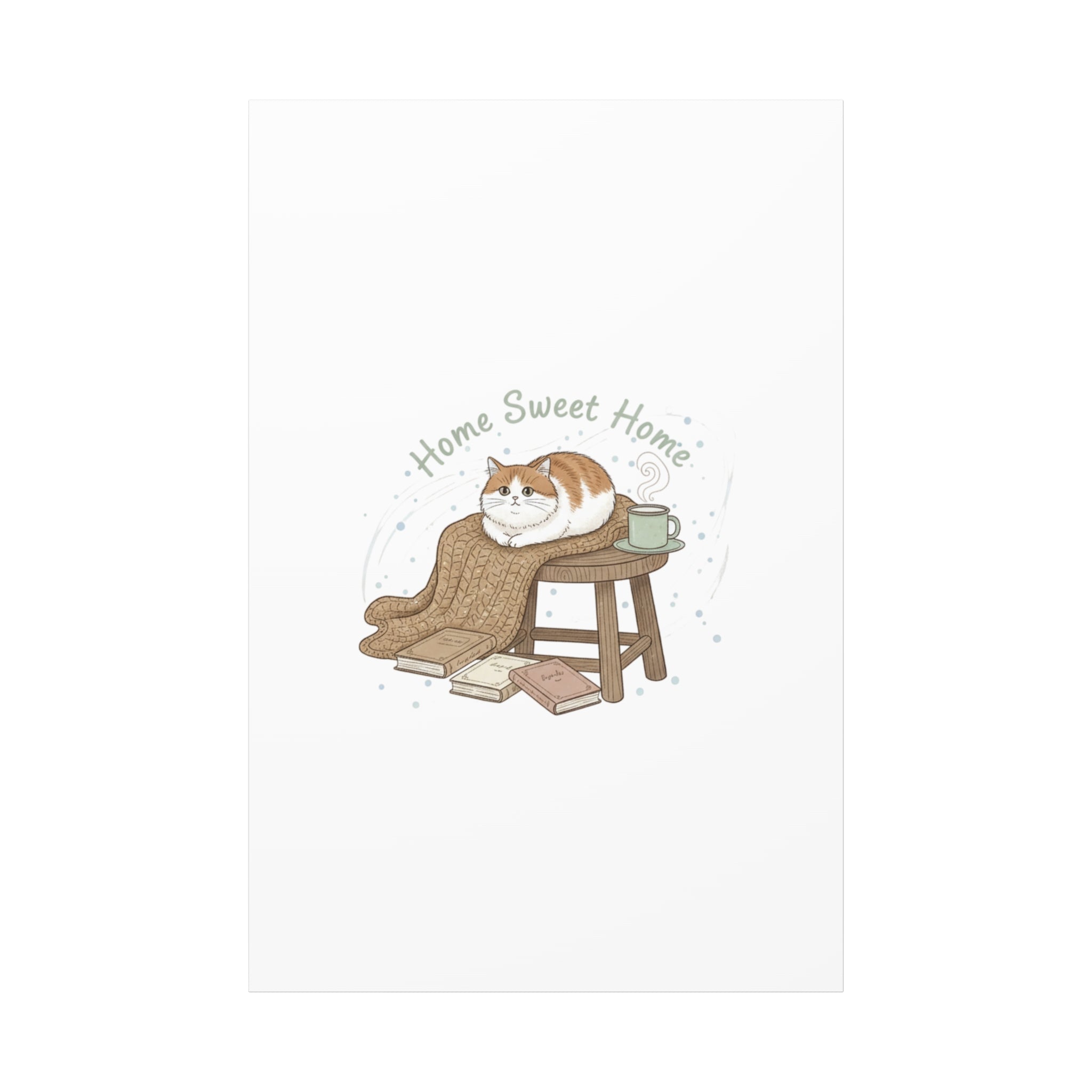 Home Sweet Home cat print Canvas | introvert homebody decor, cozy winter wall art